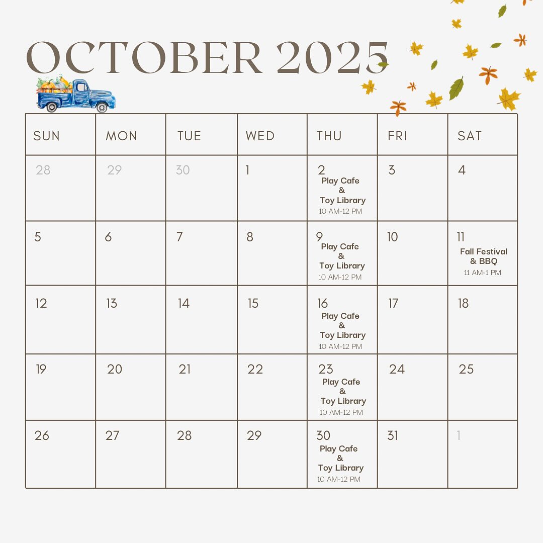 October is here! Add Play Cafe & Toy Library to your weekly routine. Every Thursday from 10am-12; come meet new people, keep your energetic toddler busy, or let your baby explore!
#playcafe #toylibrary #playgroundpopup #play #playground #families #free #edmonton #yeg #edmontonmoms #childrenprogram #salvationarmy