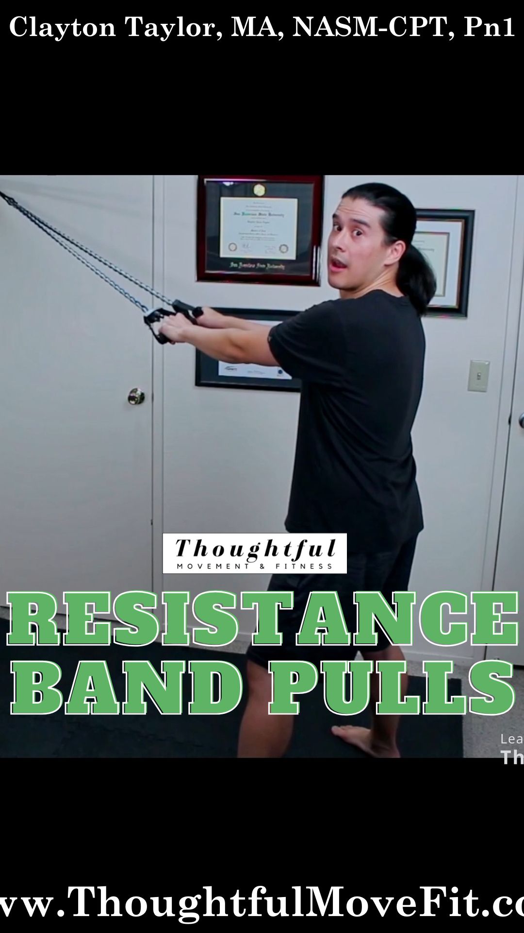 Clayton teaches RESISTANCE BAND PULLS. Watch full video at www.ThoughtfulMoveFit.com and on YouTube @ ThoughtfulMoveFit