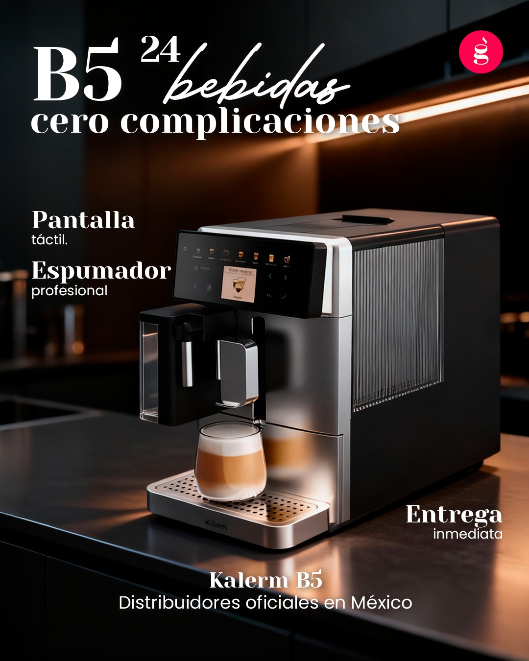 🚀 24 bebidas. 1 toque. Cero complicaciones.
La Kalerm B5 combina diseño, elegancia y tecnología en una sola máquina. ☕✨
🌱 Entrega inmediata con Café Algraná.
#KalermB5 #CaféAlgraná #CoffeeLovers #CoffeeExperience