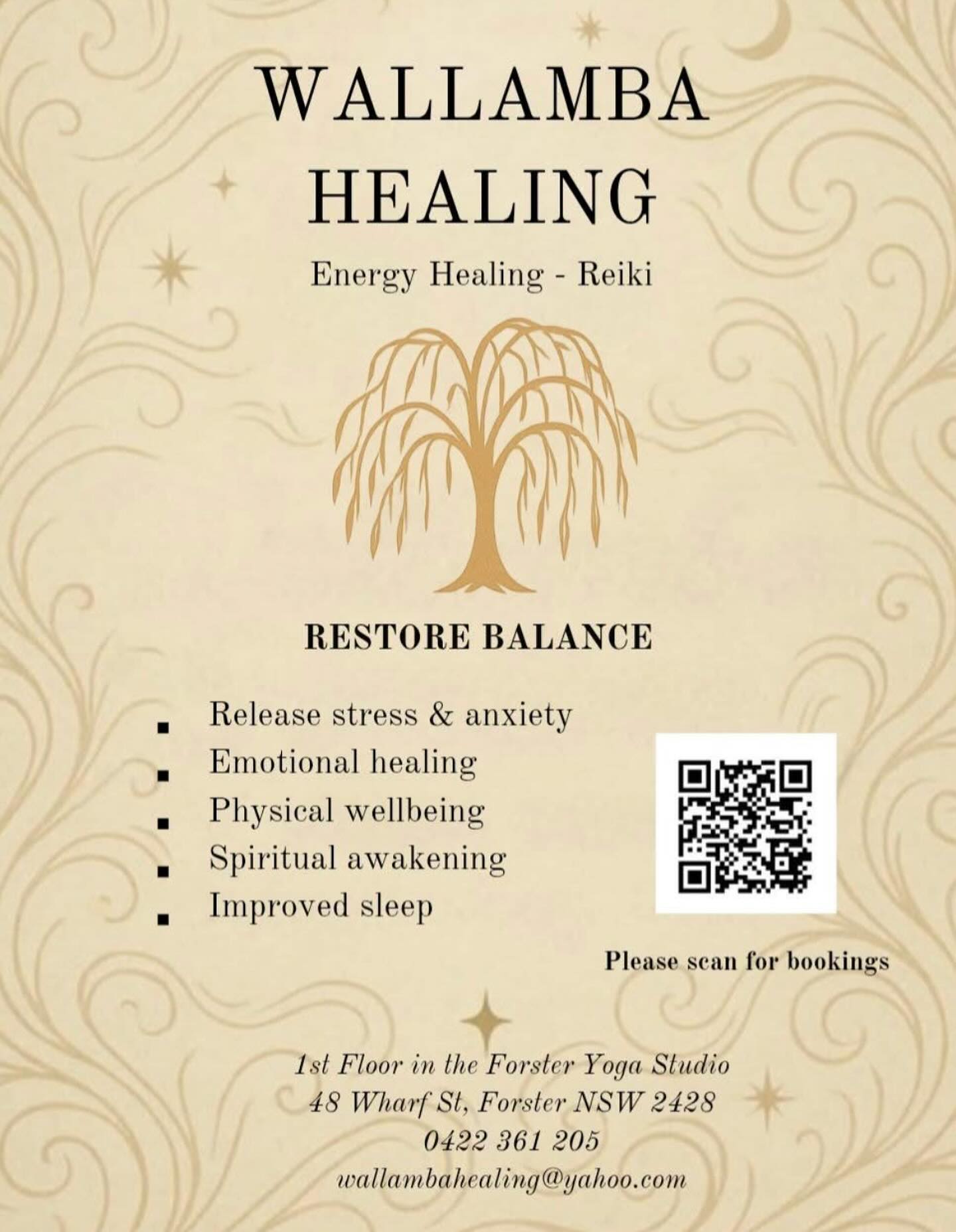 REIKI NOW AT FORSTER YOGA STUDIO ๐ชท This Wednesday, Nioka has 3 spots still available - 9.30, 11 & 12.30. The opening sale @$80 finishes this week. Scan the QR code to make your appointment.#reikihealingenergy #forsteryogastudio #barringtoncoast