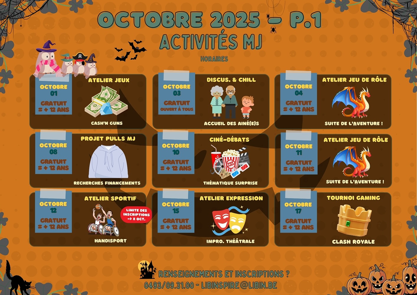 📆Les horaires pour les activités du mois d’octobre 2025 sont là !✨
Suis-nous pour ne rien louper !🔥