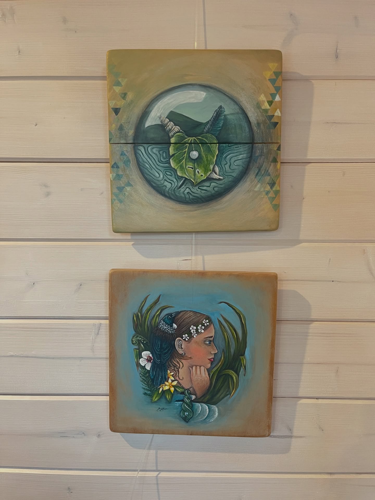 Better late than never… warming up the brushes again this week and bringing ideas to life. These two are called “in hope we trust” and “shield of sea and sky” and are my 2x entries into the climate action exhibition being held at the cargo shed in November. If they don’t make it into that - they’ve at least got a new spot in my studio for now. Looking forward to seeing what other locals have come up with.
