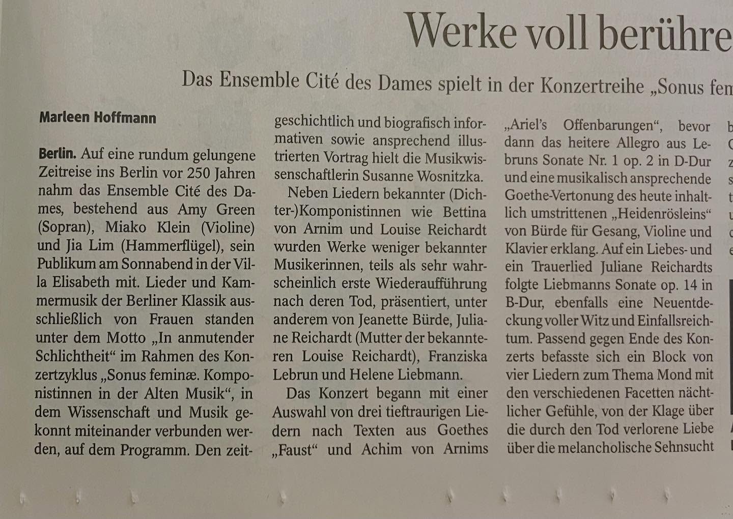 Wir freuen uns über die Rezension in der @morgenpost !