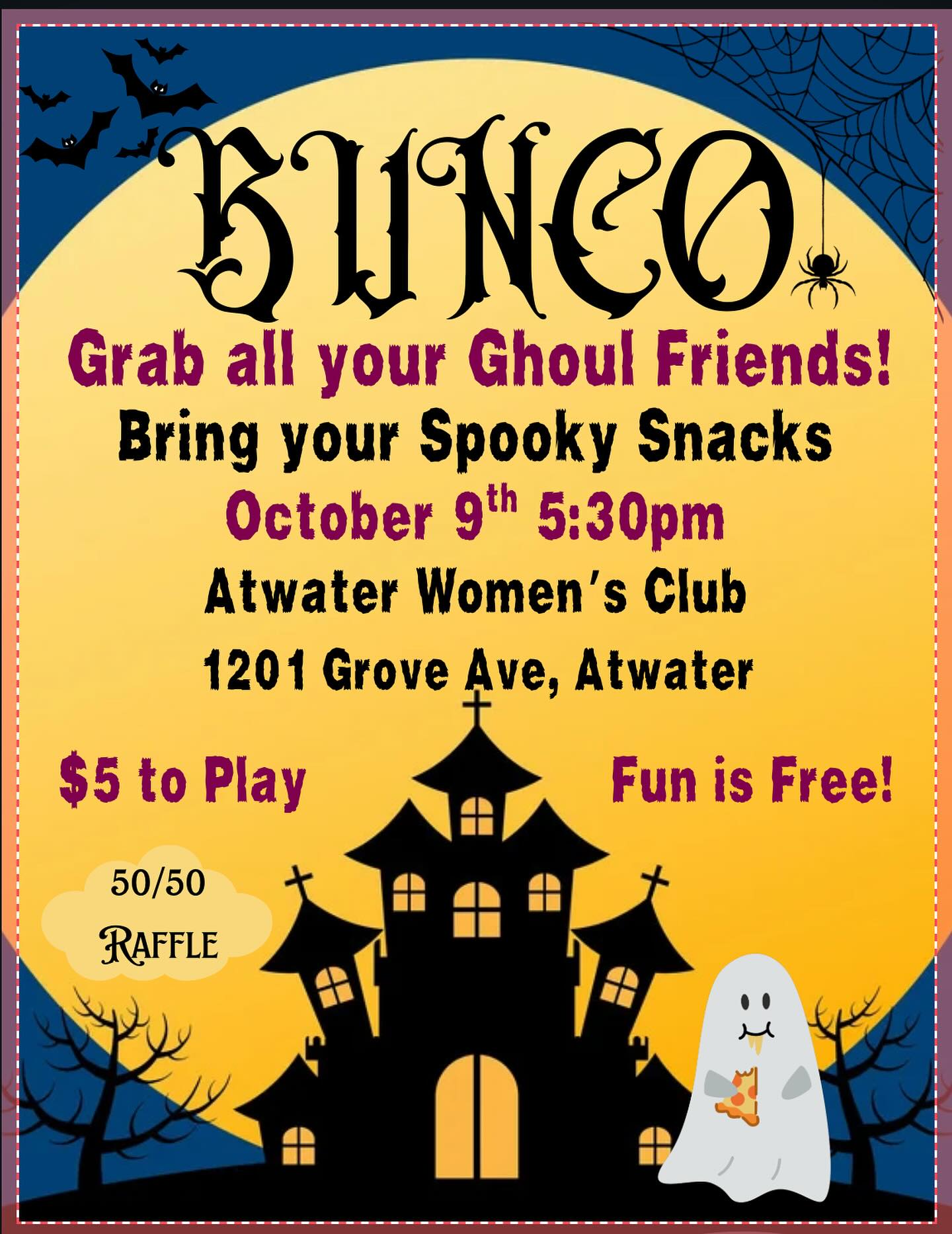 Corrected date. Bunco is Thursday October 9th