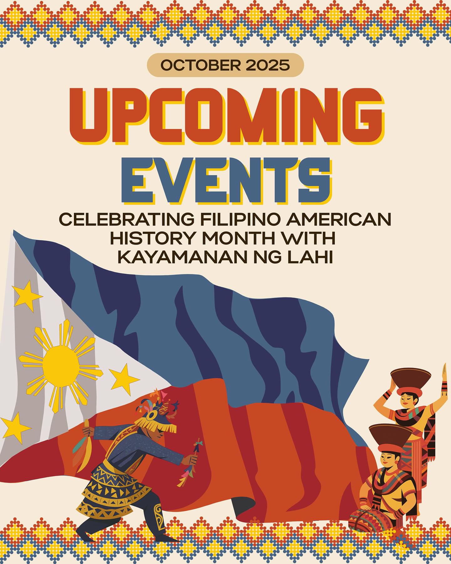 Happy Filipino American History Month!! 🇵🇭✨
Come celebrate a momentous month with us at any (or all) of the events we will be part of.
Hope to see you there!
#KayamananNgLahi #FilipinoAmericanHistoryMonth #Filipino #LosAngeles