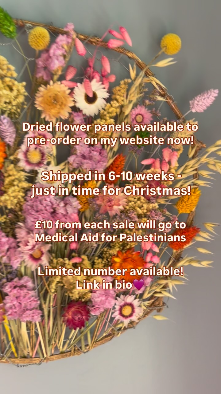 Everlasting dried flower panels available to pre-order on my website!💛🌸
Each flower panel is handmade by me, and if looked after well, will last for years to come. They are a special piece to keep and display in your home or to gift to someone special. They will be posted out within 6-10 weeks - just in time for Christmas🎄
£10 from each sale will go to Medical Aid for Palestinians🇵🇸
Link in bio🫶🏼
#flùragfloraldesign #highlandflorist #driedflowers #flowerpanel #driedflowerpanel #driedwreath