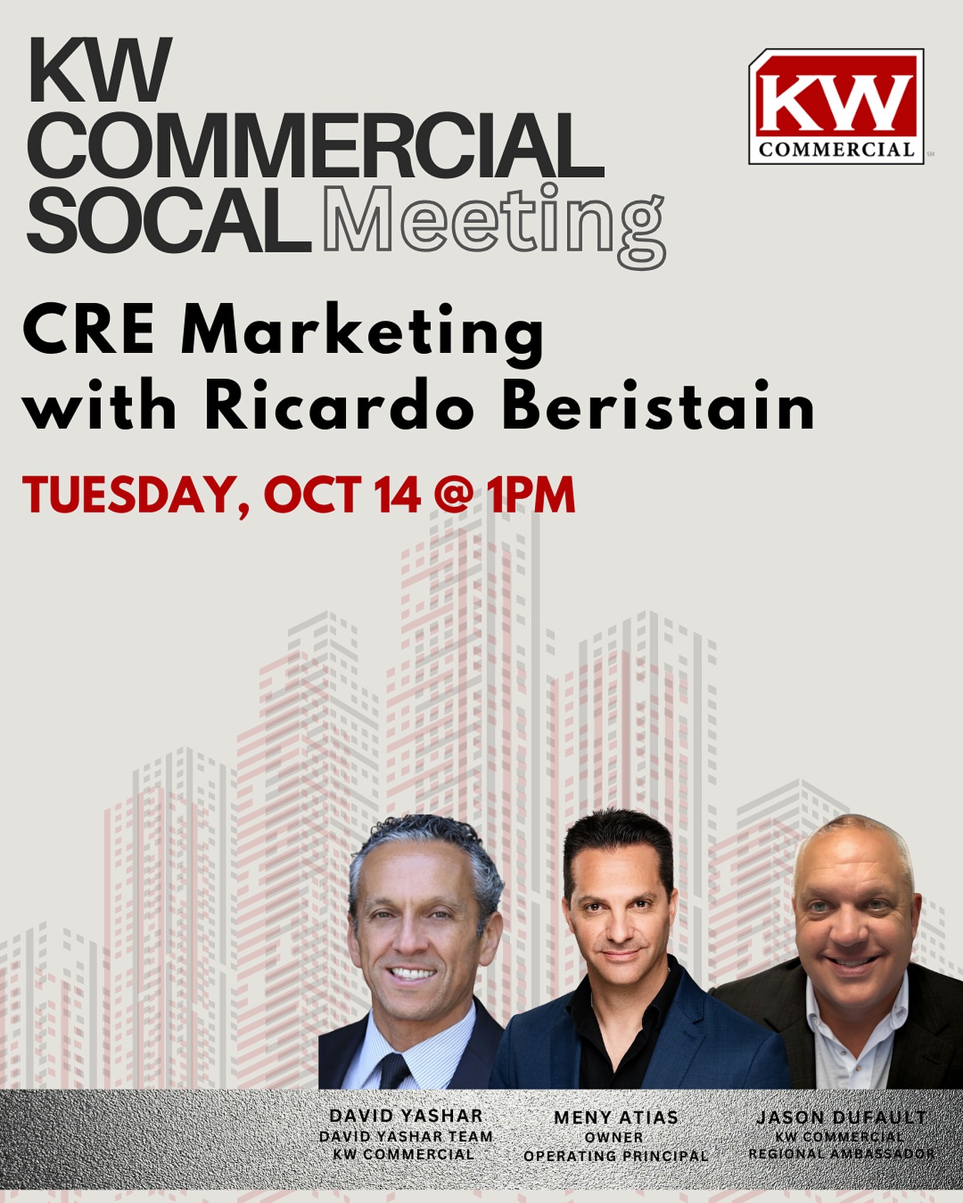 HIGH QUALITY MARKETING MATERIALS FOR COMMERCIAL AGENTS. 👀🏆Join us for the next KW Commercial meeting. Ricardo Beristain from CRE Support will show samples of materials some of our agents have been using. 🏢🤩
CRE Support is a marketing support firm dedicated to helping commercial agents win more business, market their listings, and grow their online.
Zoom link in the bio.
#kwcommercial #cre #commercialrealestate #cremarketing #kwagents
