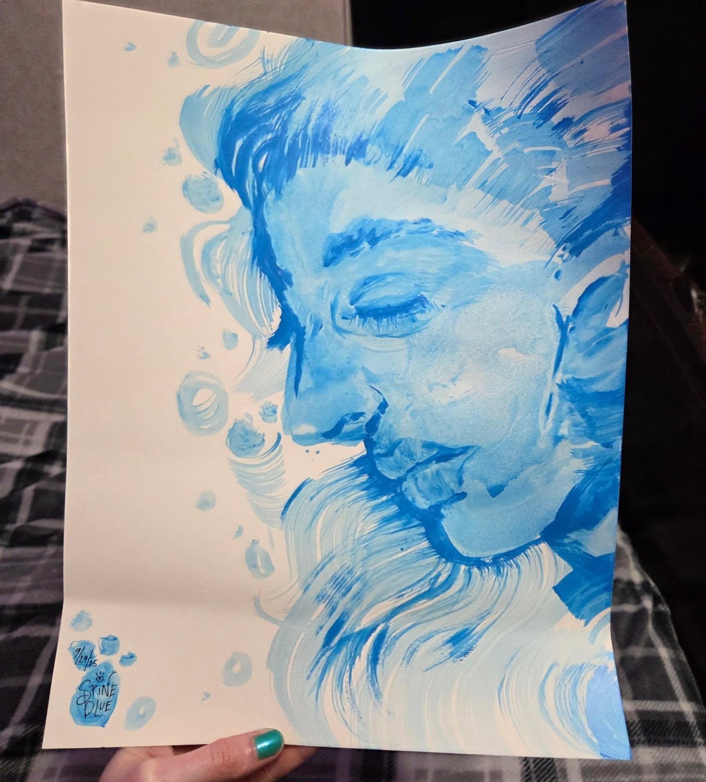 Ah, grief. How it hits like a wave and stays like flood water. Learning to ride the waves instead of trying to swim (aka flail) in them🌊 a rough and quick blue acrylic painting from the other night 💙