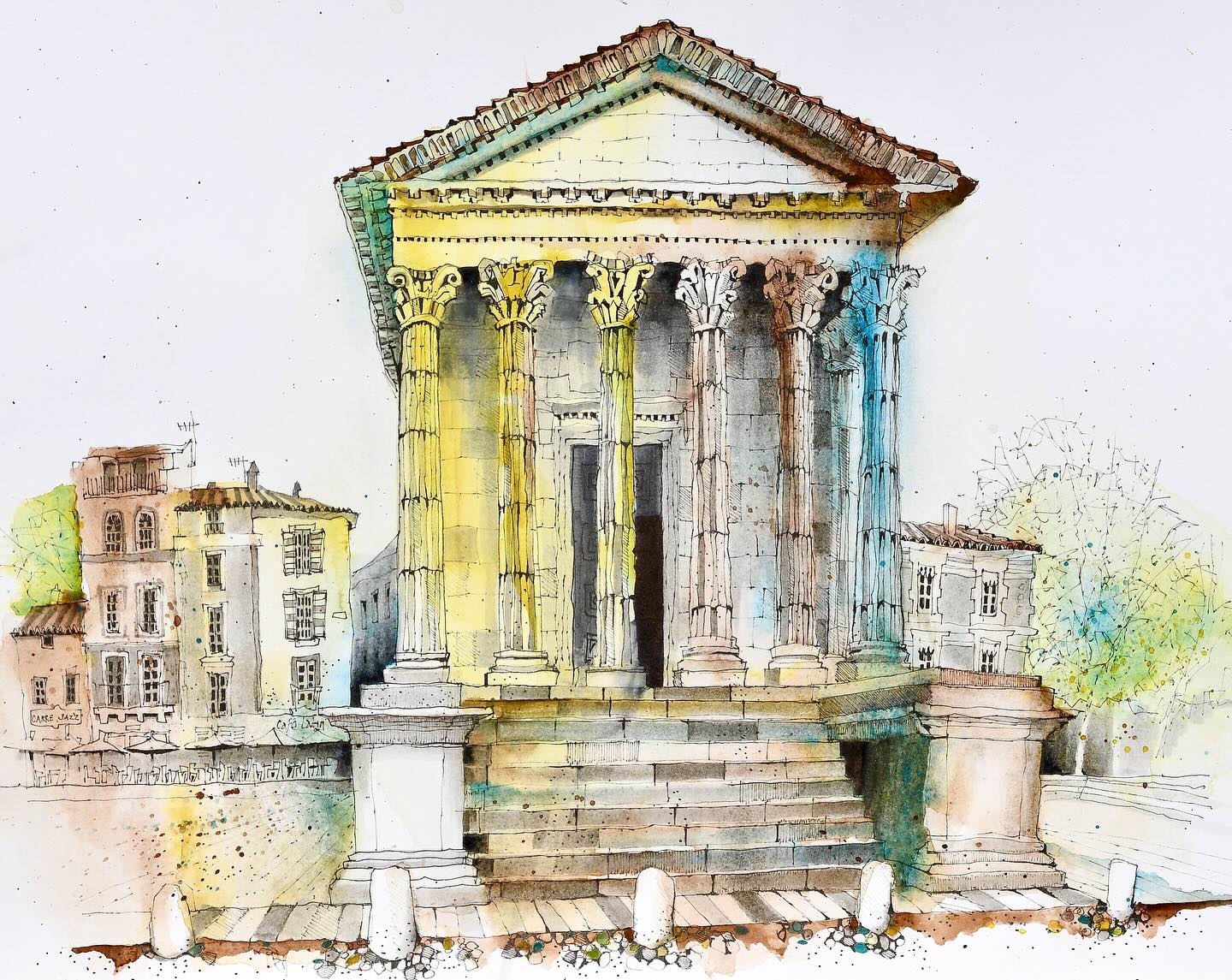 As autumn sets in here in England I’m remembering my trip to the south of France last month (where summer still lingered) and my opportunity to sketch one of the best preserved Roman buildings in existence anywhere: the remarkable Maison Carrée in Nimes. Brilliant sunshine, brilliant subject, brilliant friends.
.
#art #artistsoninstagram #drawing #urbansketching #urbansketch #urbansketchers #kunst #oxfordshireartweeks #artist #penandink #penandinkdrawing #sketching #global_sketchers #urbansketchcourse #draw #sketch #artwork #artweeks #nîmes #nimes #maisoncarrée #france #otmoorartfair