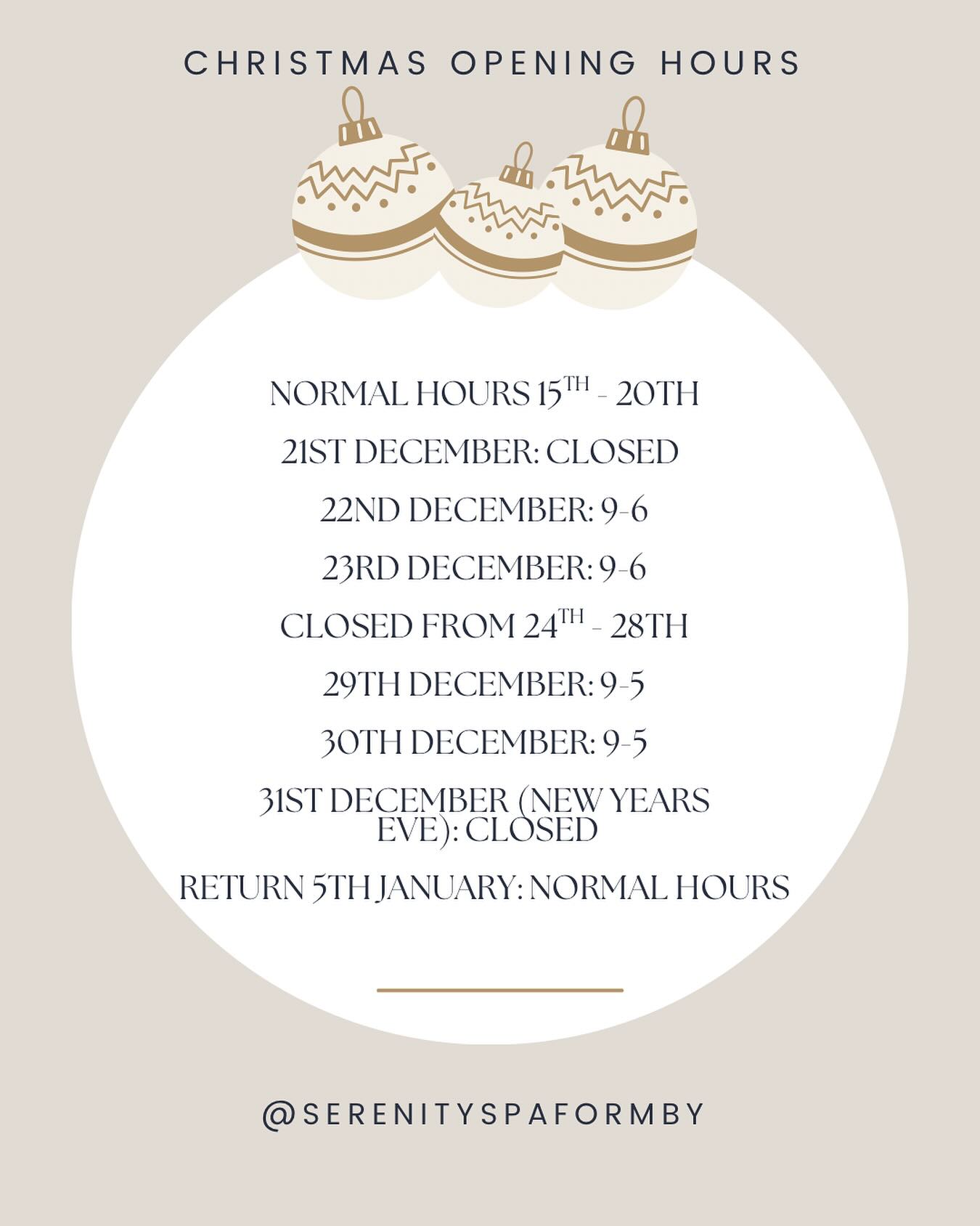 Make your season stress-free: secure your Christmas appointment today. Warm drinks, festive vibes, perfect timing. 🎄 Book through the link in our bio. Serenity Spa x