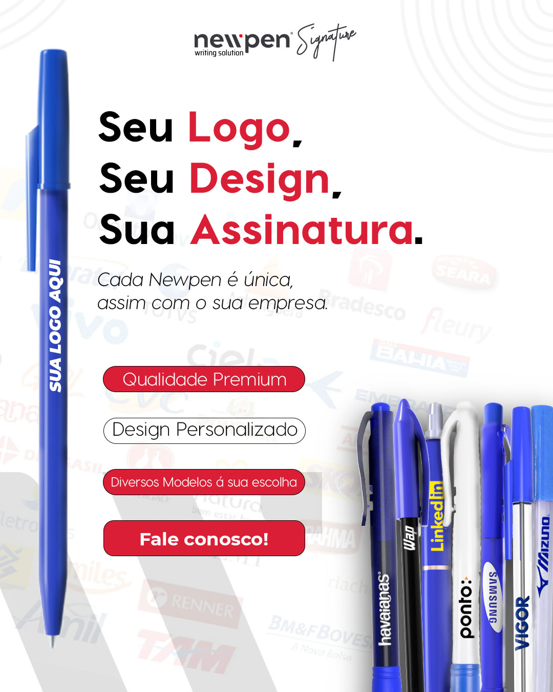Transforme sua marca em algo único com as canetas personalizadas Newpen Signature.