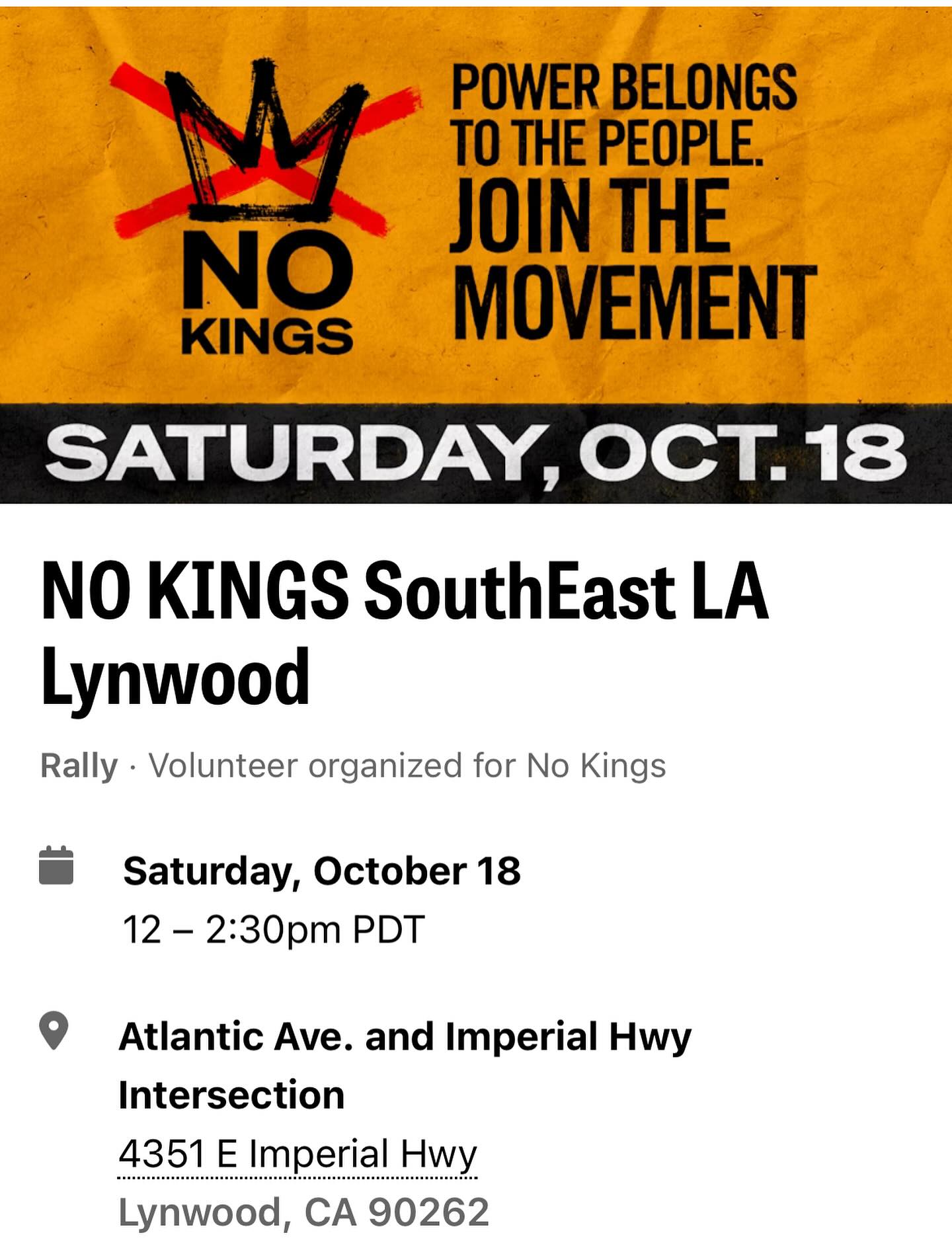 We can only KEEP what we’ve won if we continue to fight cuts to our communities! Join LTA as we rally for people power! No Kings!