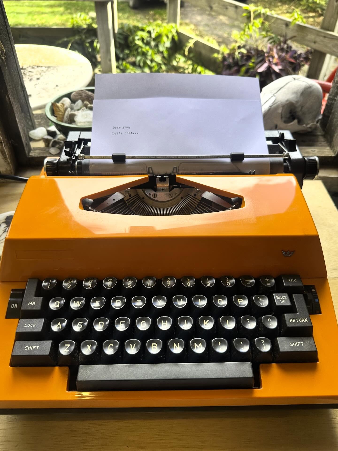 We dusted off a 1970s typewriter — all metal and memory — and it’s been whispering ever since. There’s something beautiful about words you can’t erase, about the sound of letters being made one key at a time.
When I deleted my Facebook over a year ago, it was a relief — like quiet finally settling in. But lately, I’ve missed the small ways we used to stay connected.
I want to slow down in a world that feels like it’s going way too fast. So I’m going to start sending letters — real ones, typed and mailed, meant to be opened slowly.
DM me your mailing address (PO boxes are great).
Let’s fill a few mailboxes with stories you can hold.
#penpals #typewriterletters #snailmailrevival #vintagevibes #morgandoesitall #slowcommunication