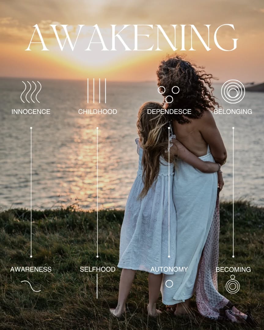 I’ve been journeying with this eight-and-a-half-year-old version of myself recently, as my youngest daughter moves through this same threshold. It’s been a lot to navigate.
As my fourth child and third girl, I’ve travelled here before, yet each time reminds me that every child brings a unique lesson and a gift of healing for us.
At this stage, the hormones arrive and the body signals that the soul is awakening. My teacher calls it the fall from grace. Steiner calls it the Rubicon years. It’s the moment a child begins to form her own sense of self, separating from the little years and opening into her soul’s journey.
It’s a powerful threshold to witness — one that asks us, as mothers, to awaken alongside them.
#Awakening #GirlBloom #MotheringJourney #RitesOfPassage #ConsciousMotherhood