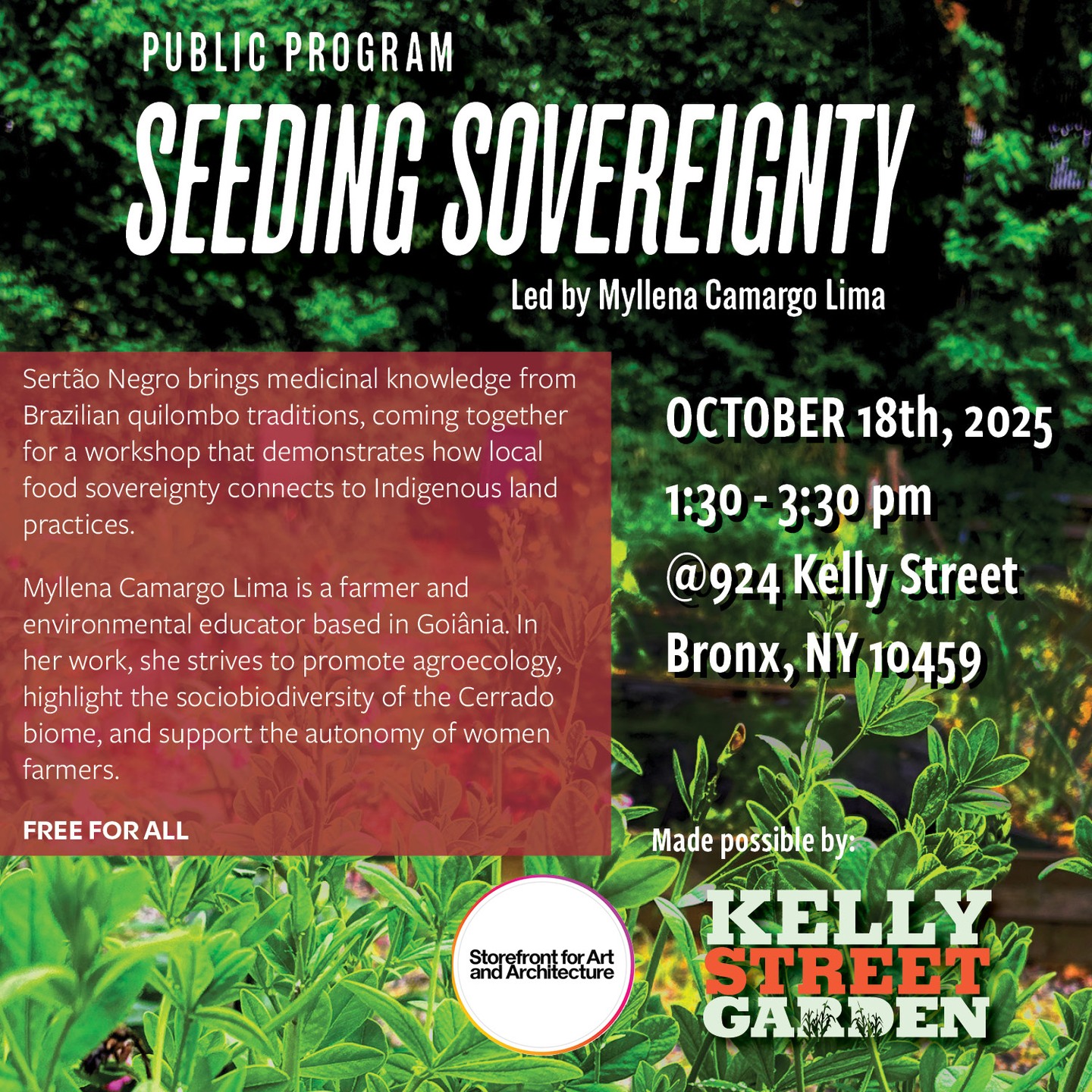 ThisThis Saturday we have Sertao Negro bringing their knowledge of Brazillian indigenous herbalism. Join us as we explore our intersections live in the garden where the real truth grows.
#storefrontnyc
#sertao_negro
#sacredvibesapothecary