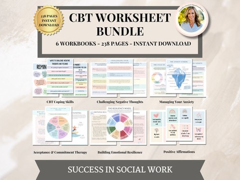 🧠 Boost Your Therapy Sessions with This 220+ Page CBT Worksheet Bundle! 📘✨
ㅤ
Created by a Licensed Mental Health Professional, this comprehensive Cognitive Behavioral Therapy bundle is your go-to resource for enhancing sessions, deepening client insight, and promoting real, lasting change. Whether you're a therapist or on a personal growth journey, these powerful tools will help foster emotional resilience, challenge unhelpful thoughts, and develop healthy coping strategies.
#CBTWorksheets
#TherapyTools
#MentalHealthResources
#CognitiveBehavioralTherapy
#TherapistResources
#SuccessInSocialWork
ㅤ