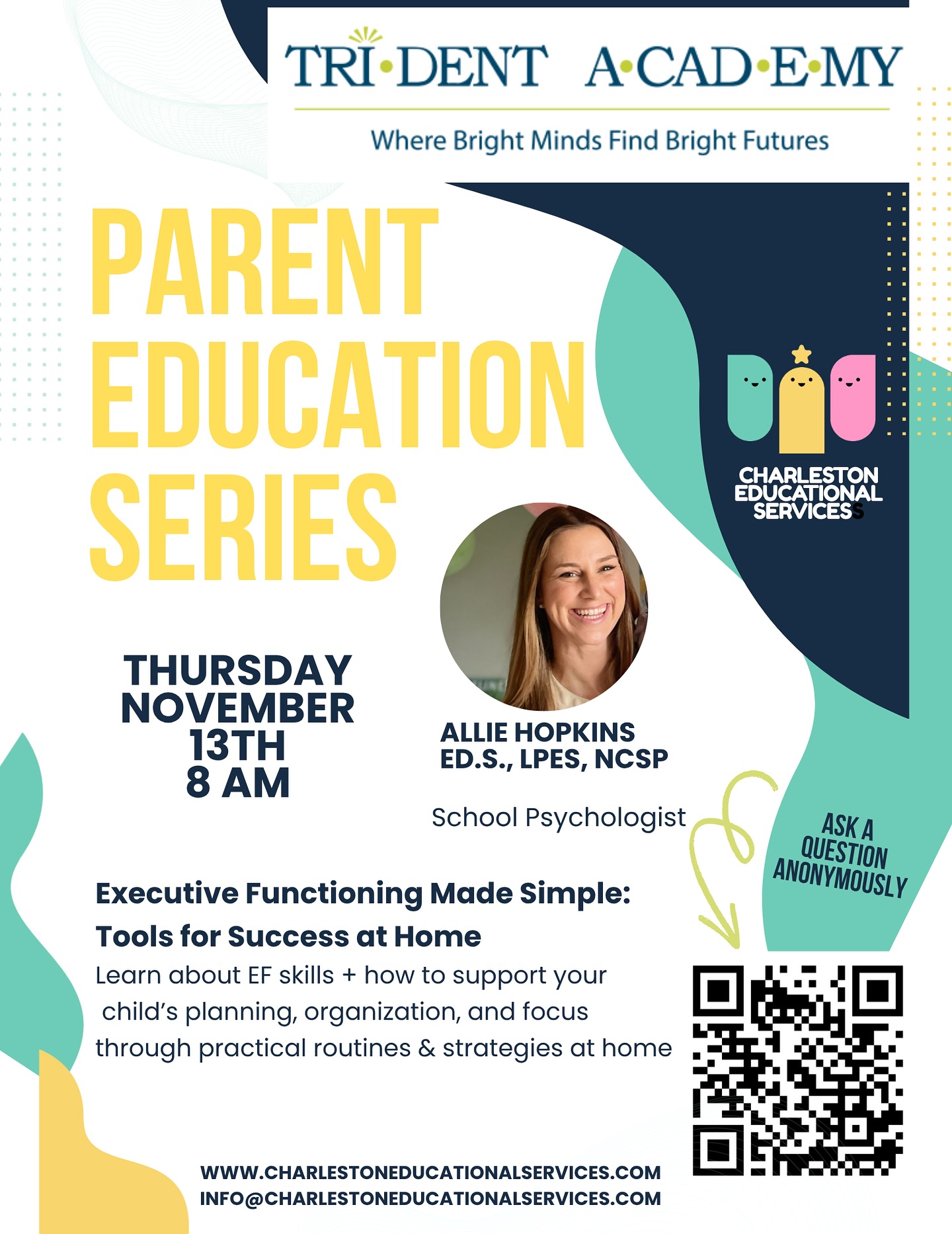 ⏱️📚 Are you trying to figure out how to develop a smoother homework routine 🌋✏️ Trident Academy Parents stay after drop off to learn about EF skills and tips for supporting your child at home - See you November 13th #executivefunctioning #reading #homework #tridentacademy #neurodiversity