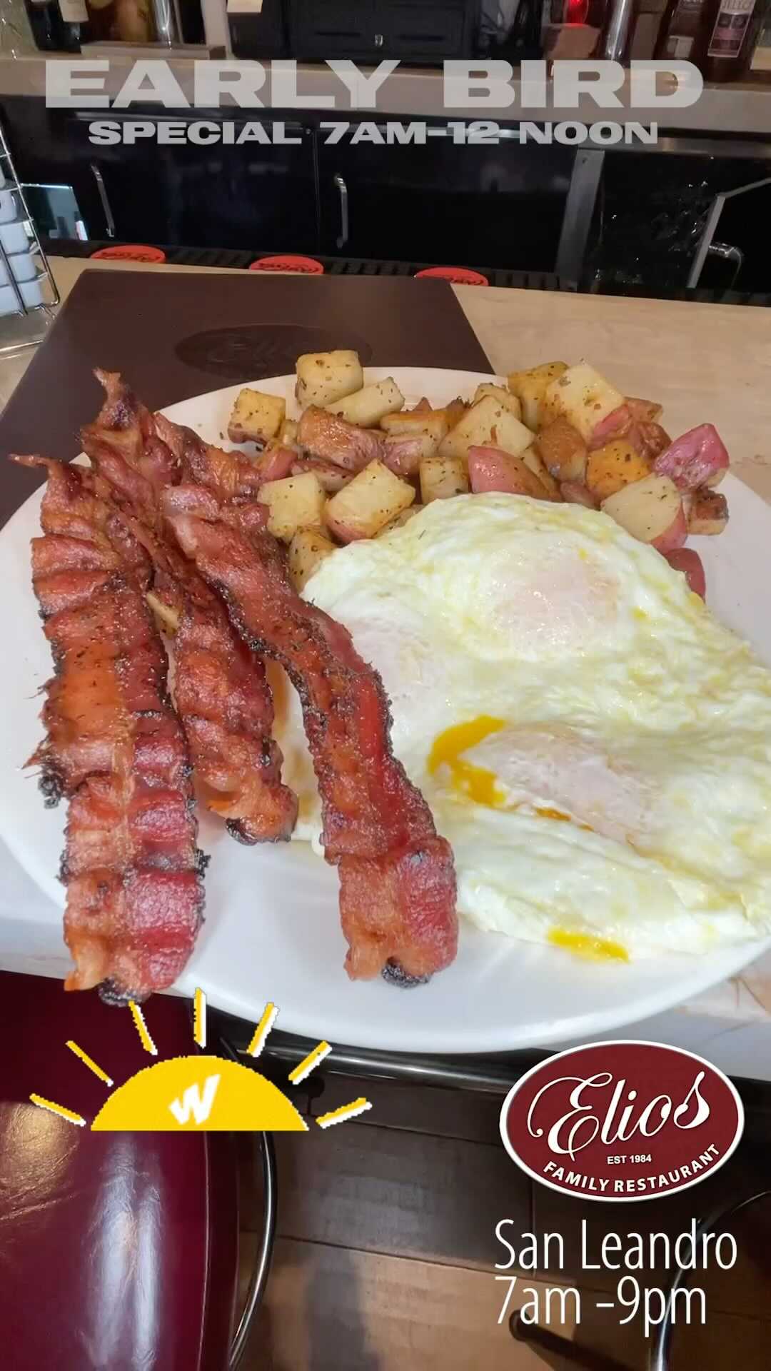 Elios San Leandro Famous food EARLY BIRD SPECIAL Served 7am till 12pm EVERYDAY! Elios Family Restaurant 260 Floresta Blvd, San Leandro, CA 94578, USA See you soon.
Store Hours Open Daily 7:00 am 9pm
#sanleandro #news #everydaymenu
@sanleandroeats @sanleandrovibe #sanleandroeats @followers