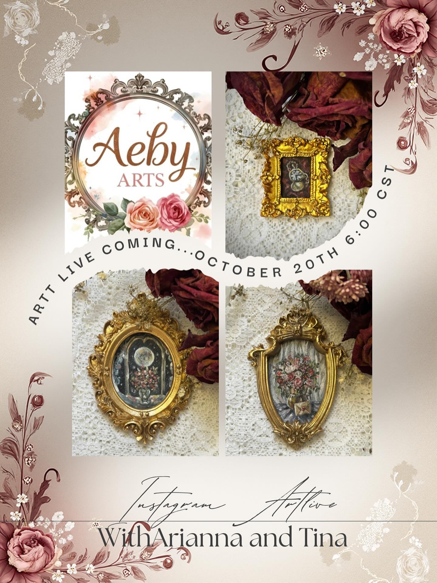 We have an Instagram Art live coming up on Monday October 20th at 6:00 CST. It features my self @a.lomeli_art_studio and @greystone_manor_designs . These ladies of some amazing pieces to show you. We have some exciting pieces to show you and we hope to see you in the chat!💕
I hope you have a few more piece to show you then so stay tuned!