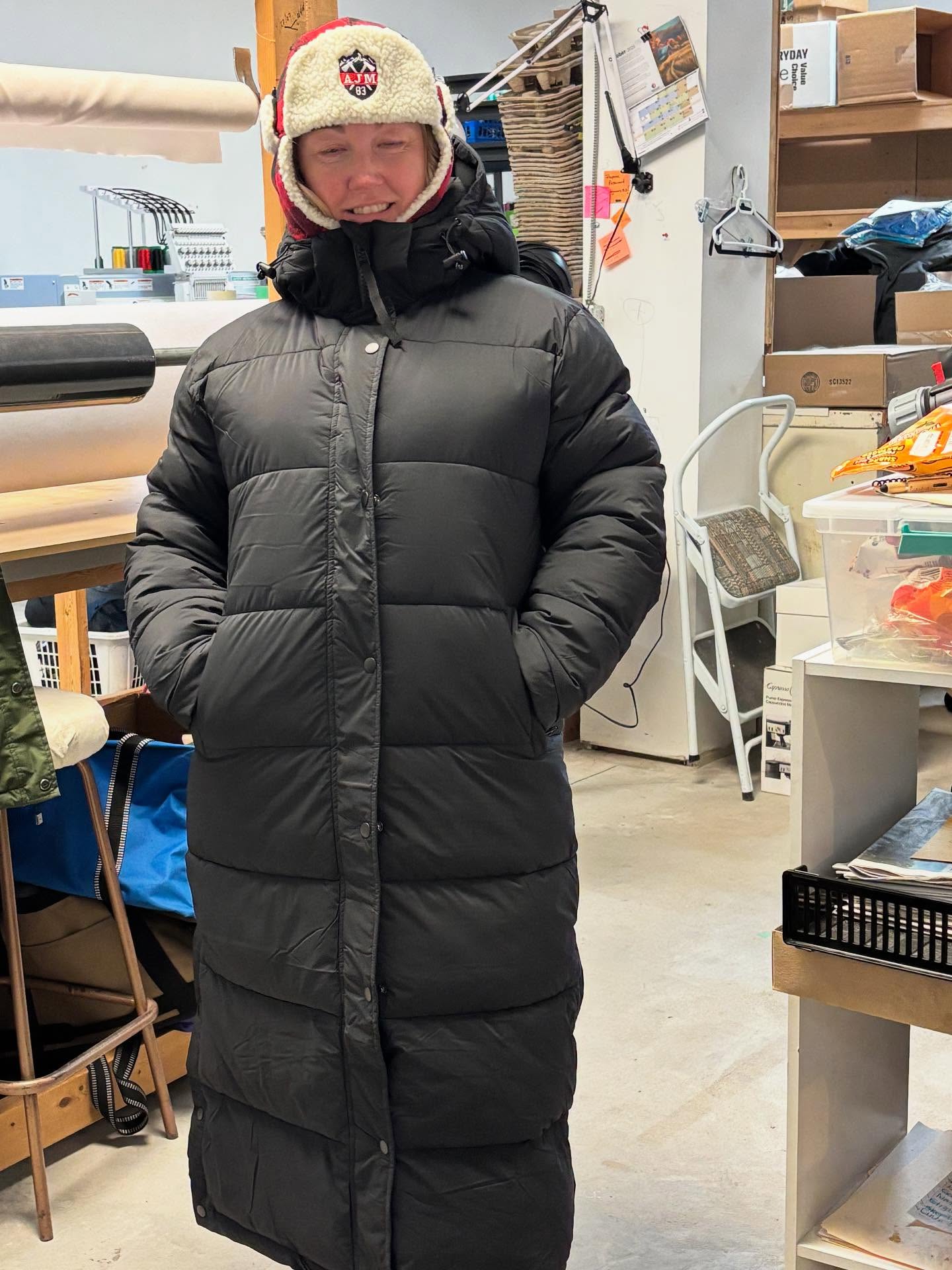 Are you one of those people who is cold all the time??? We have the coat for you! Wear it to the hockey arena, yard duty and dog walking. Thank you Pam for modelling this maxi-puffer coat. Love the Uncle Buck hat!