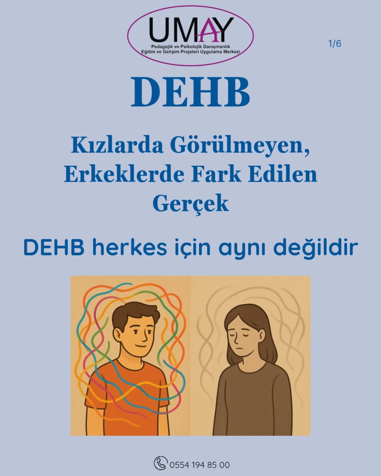 DEHB her zaman hareketli, yerinde duramayan çocuklarda görülmez.
Bazen çok sessiz, içe dönük, hayal kuran kız çocuklarında da gizlenir. 💭
Bu farkı bilmek, farkındalığın ilk adımıdır.
Erkeklerde DEHB genellikle görünür;
Kızlarda ise içe kapanık, fark edilmeyen bir sessizlikle ilerler.
🌸 Her çocuğun fark edilmesi, desteklenmesi ve anlaşılması gerekir.
#psikolog #pedagog #maltepepsikolog #maltepepedagog #çocukpsikolojisi #çocukgelişimi #ruhsağlığı #annebabaçocuk #ailedanışmanlığı #ebeveyndanismanlik #çiftterapisi #yetişkinterapi #terapist
#DEHB