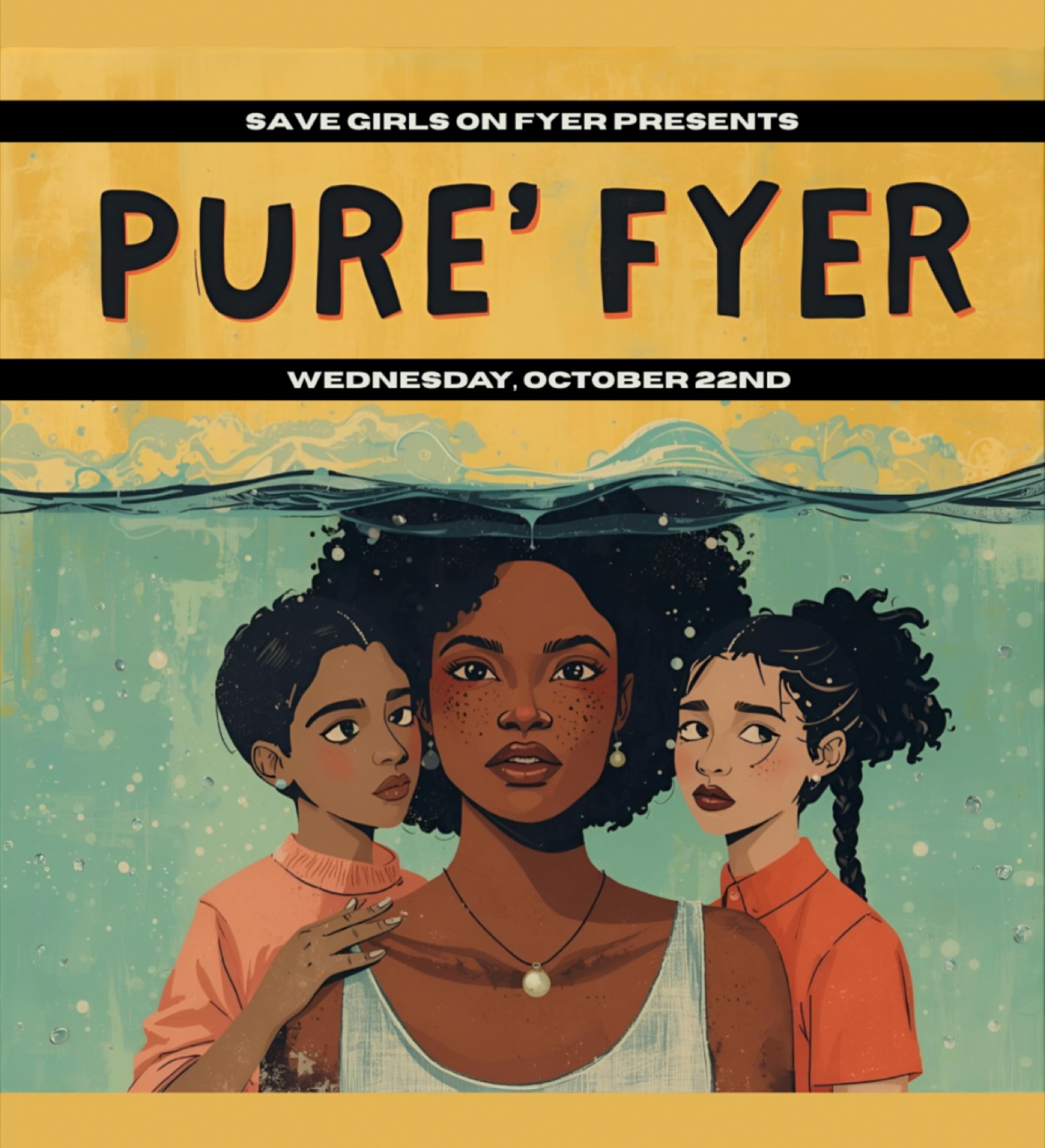 Next Wednesday.. Get your tickets to the play! Link in bio & stories 🌀
🎭 PURE’ FYER
(Pronounced “Purifier”)
A Save Girls On F.Y.E.R. Original Youth Production
Wednesday, October 22, 2025
6p-8p
Seven Angels Theater