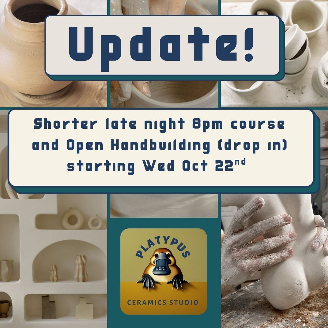 Late-Night Clay Fun! 🌙 New Studio Ceramics Course Added!
Night owls and busy mums, this one's for you! We've added a brand new late-start Studio Ceramics Course!
Starting this Wednesday, October 22nd at 8:00 PM, you can dive into the wonderful world of clay.
Perfect for Mums: Looking for a relaxing activity to bond with other mums once the kids are tucked in? This is your ideal midweek creative escape!
Night Owls Welcome: If your creative energy peaks after dark, come and get messy with us.
Short & Sweet: This course is a shorter duration, making it a great commitment for those with busy schedules.
Alongside the course, we're also offering Drop-In Open Handbuilding at the same time. No commitment required—just show up, pay a drop-in fee, and create!
Ready to start your pottery journey this week?
Both the new course and Open Handbuilding start this Wednesday, October 22nd at 8:00 PM.
📍 When: Every Wednesday, starting Oct 22nd ⏰ Time: 8:00 PM
DM us or comment below with any questions! Let's get making! 🏺
Cheers Erin
#PlatypusCeramicsstudio #HandbuildingCeramics #MindfulCreativity #PotteryClass #pottery #braggcreek #calgary #artclasses #ceramics #potteryyyc #yycpottery #localpottery #ceramics #clayworks #calgarylocalbusiness #yycpotterystudio #calgarypottery #calgaryceramics #calgarycreative #getyourhandsdirty #ceramics #ihavethisthingwithceramics #уус #braggcreek #calgary #potteryclass