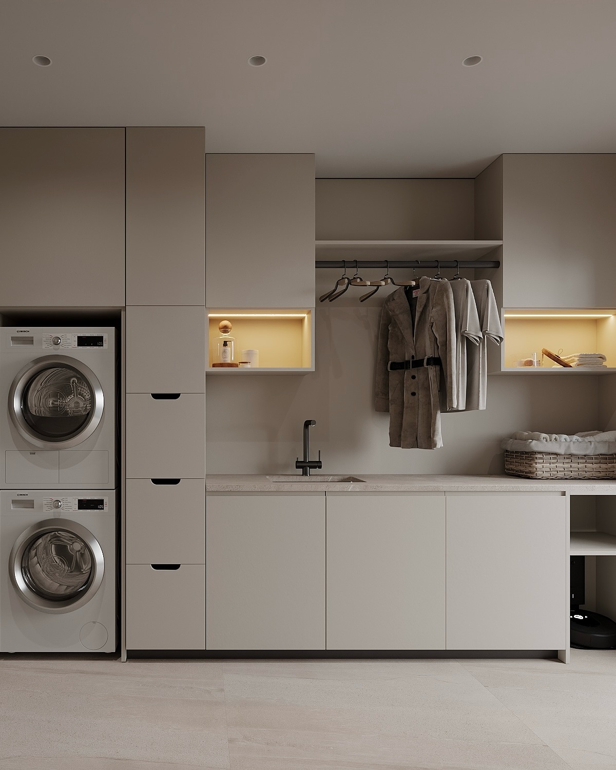 Daily tasks, done in style✨ Serene surfaces and clever solutions bring peace and purpose to this practical space.
______________________
•design-project “Vellum”
•#did_vellum
•design: @design.in.details
•location: Germany
______________________
📩DM to begin your design journey with us
#laundrydesign #renderoftheday #cgiartist #design_only #laundryroommakeover #interiordesign #minimalinterior #moderninteriordesign #interiorvisualization