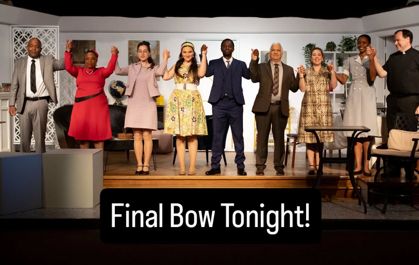 This incredible cast takes its final bow tonight at 7 PM. Come celebrate the magic one last time.
Guess Who's Coming to Dinner
Directed by Marshelle Giggles-Mills
Designed and Stage Managed by Jessica Worland
Tech, Light and Sound Design by Matt Worland
Produced by Suzanne Ryan/ CSH Playhouse
Emily Sue- Photographer
