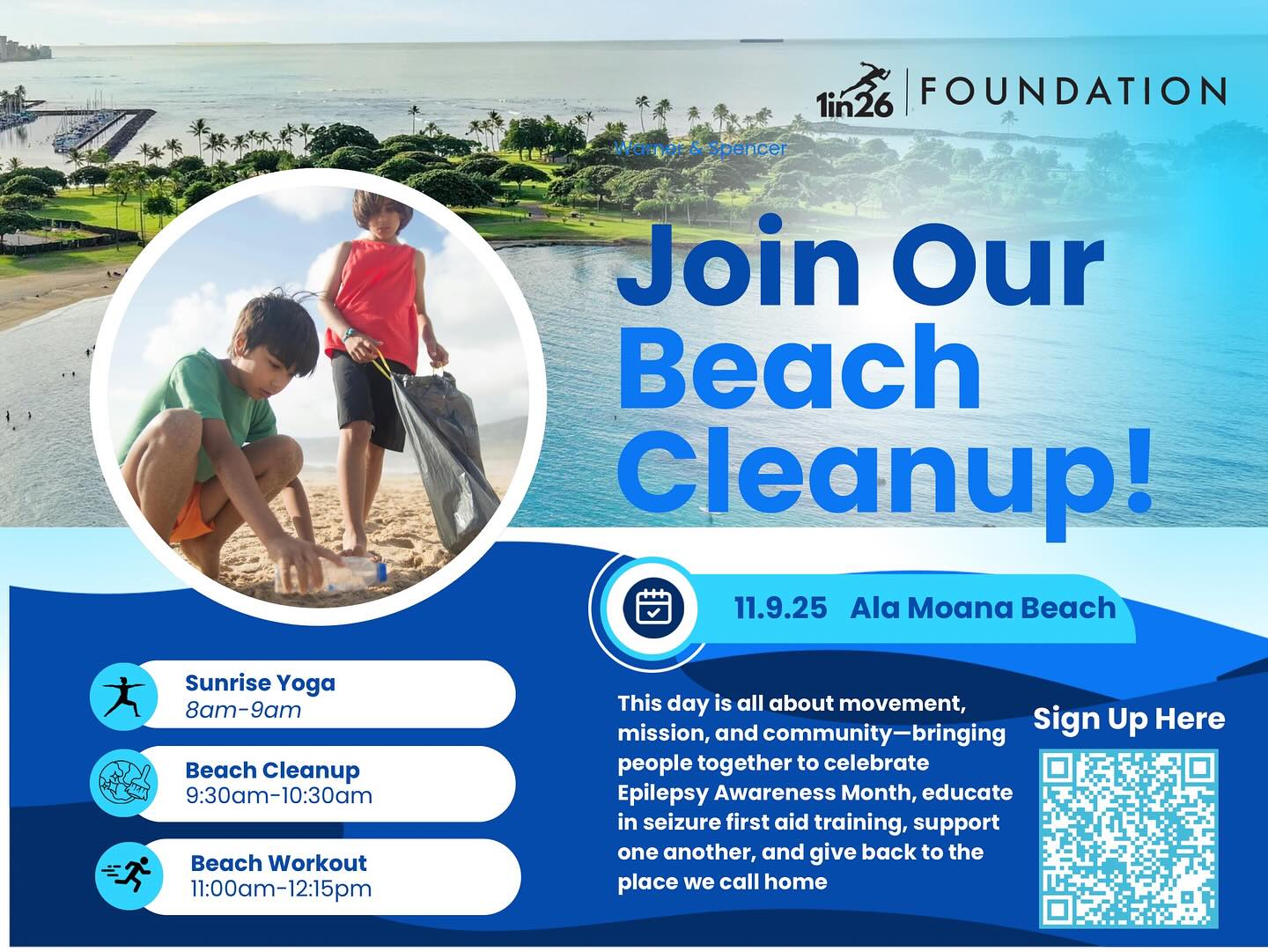 🌊💜 November is Epilepsy Awareness Month, and we’re celebrating by coming together for a day of movement, connection, and giving back! Join us for a beach cleanup as we raise awareness, share seizure first aid education, and support our amazing community. Let’s make waves for a great cause!