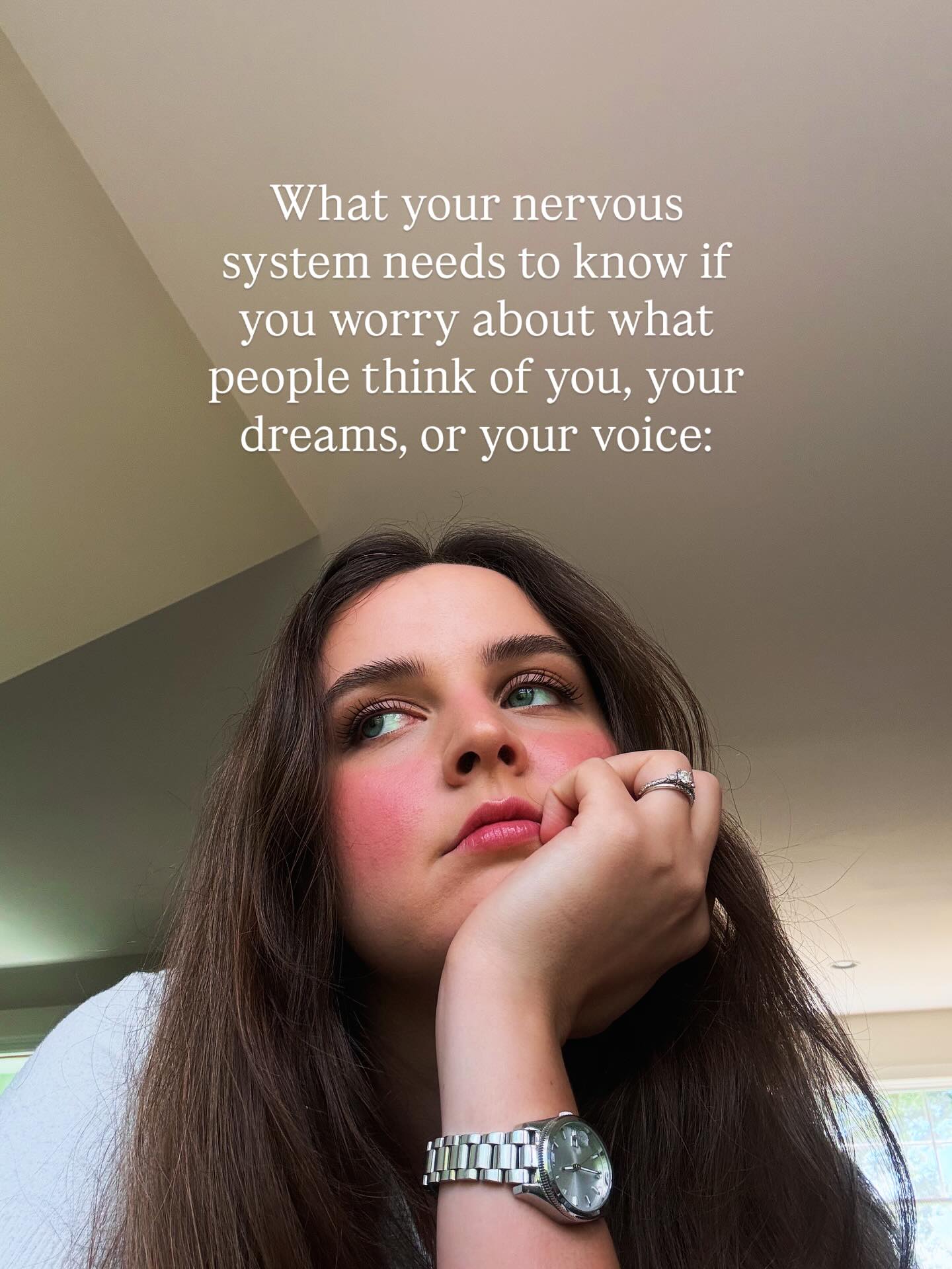 If everyone put their nervous system first, I believe that the world would heal. Here’s why:
💫the NS is the conjunction of the mind, body, and spirit
🧠The nervous system is divinely created to give us signals that point us towards our highest good. It talks to us! But we ignore it….
Tuning into it literally connects us to our divine inner guidance… Our core, the universe, each other, and God! 
Most ignore their needs and intuition and don’t realize that this MAKES US SICK. It did for me 🙋♀️
I had literal injuries pop up from this and my SINGING GOT WORSE. My throat hurt from any emotion. 
👉🏻 healing the nervous system IS
🌿Healing and growing:
❤️emotionally
🕊️spiritually
🎤Vocally
🧍♀️physically 
If you want to do all of this and radically change your life for the better, I gotchu. 
⭐️DM or comment “NERVOUS SYSTEM” and I’ll message you to see how I can best help you 🙌🏻