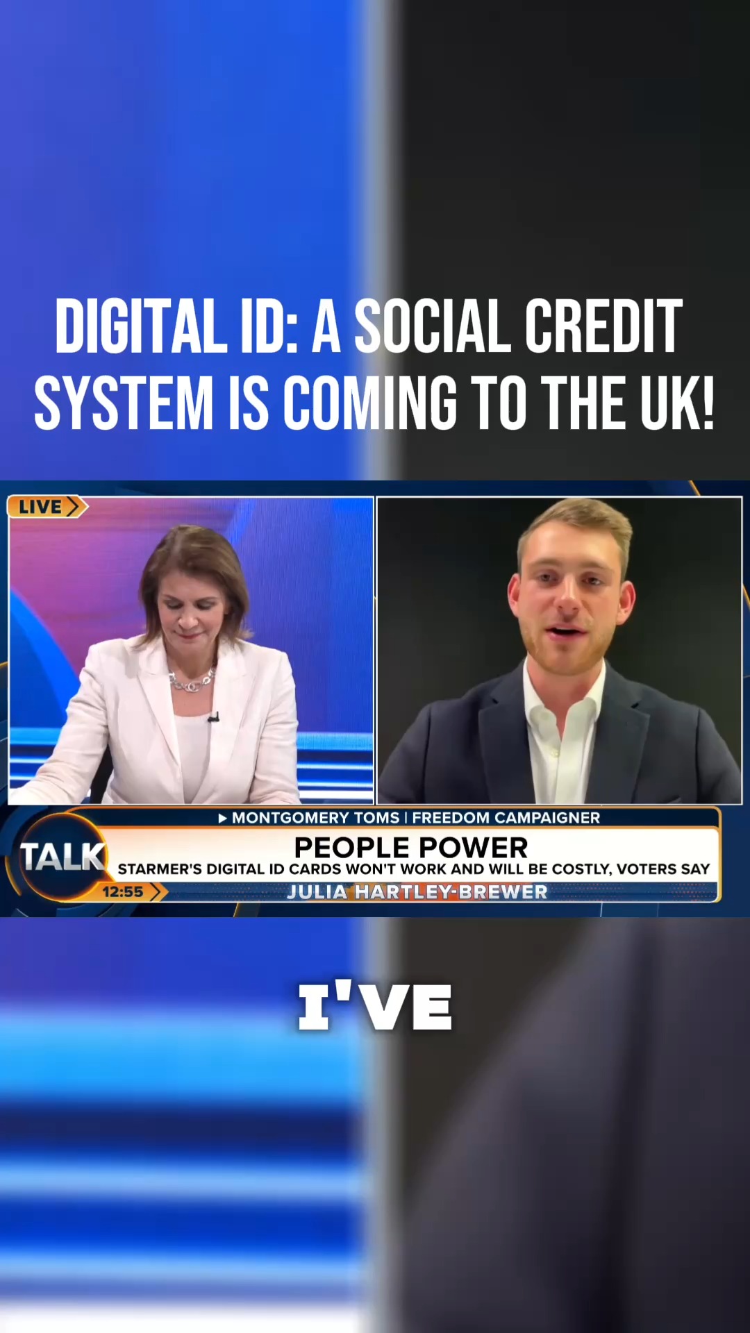 🚨: DIGITAL ID – "Coming with a side dish of, let’s face it, a dystopian social credit system!"
We were called conspiracy theorists, far-right, and crazy, yet we were simply paying attention.
Since 2020, we’ve warned that a government-controlled Digital ID system would be used to restrict freedom, monitor citizens, and centralise power.
Now it’s being introduced in Britain. We must stand firm and never comply - our freedom is not negotiable!