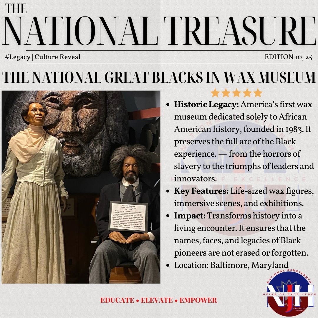 History comes alive in Baltimore, where wax figures tell stories textbooks left out. The Great Blacks in Wax Museum reminds us: we are not caricatures, we are culture. From struggle to triumph, our excellence stands immortalized.
#HeirsOfExcellence #NationalTreasure #TheStoryOfUs #BlackHistory365 #LegacyPreserved @ngbiwm