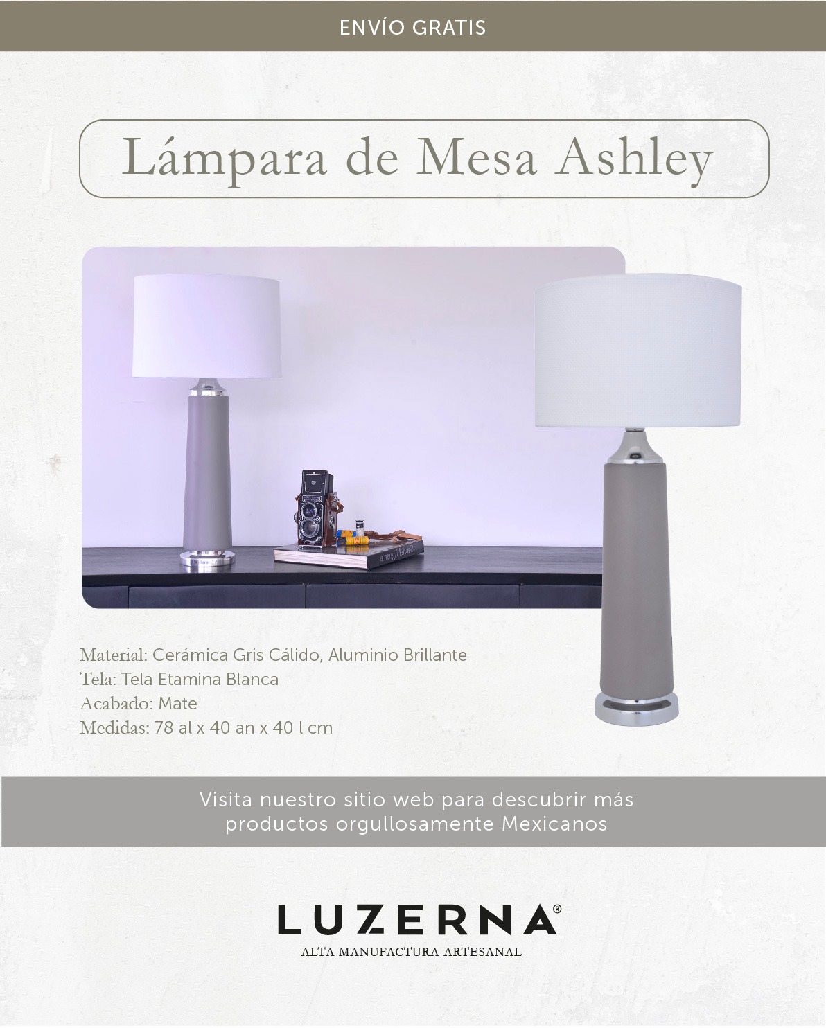 Lámpara de Mesa Ashley
La luz que transforma.
Más que iluminar, creamos ambientes
www.luzerna.com.mx
#lamparas #iluminacion #decoracionhogar