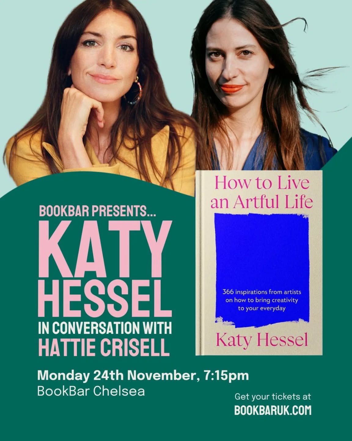 Katy Hessel X Hattie Crisell at BookBar!
Between them, Katy Hessel and Hattie Crisell have interviewed artists from Charlie Porter and Sally Mann to David Nicholls and George Saunders. So there are no two people better placed to survey what makes an artistic life, and how we can live one. Sharing wisdom they've accrued over the years speaking to and working with artists and arts institutions, we'll be encouraged and inspired to live an artful life.
Following her other SOLD OUT London events, art historian and the author of The Story of Art Without Men joins Hattie Crissel in conversation at BookBar Chelsea on Monday 24th November about her new book How To Live An Artful Life.
Tickets on sale now (link in our bio)!