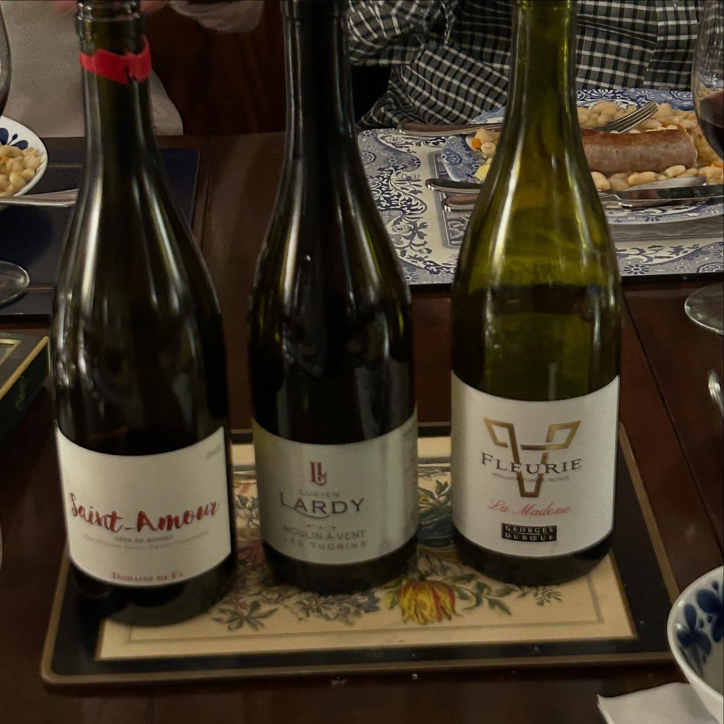 It was #beaujolais night for my wine gang last night. Perfecto with sausage, beans, then cheese. Who needs #burgundy?