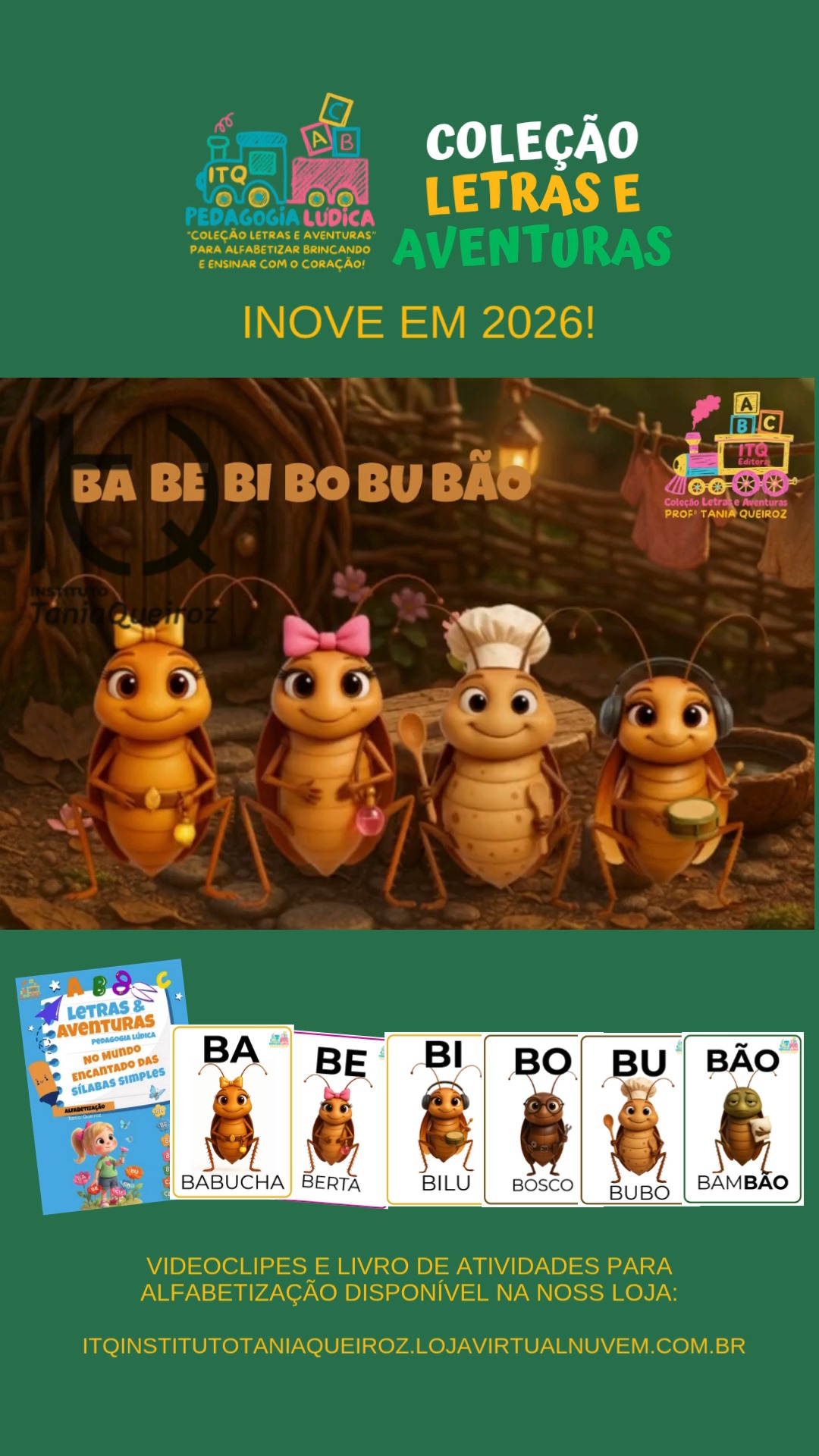 Entre no mundo encantado do BA BE BI BO BU BÃO, onde cada sílaba ganha vida em videoclipes musicais, histórias divertidas e atividades lúdicas que transformam o aprendizado em pura magia!
Aqui, as crianças cantam, brincam e descobrem os sons da língua com alegria — enquanto desenvolvem leitura, escrita e consciência fonológica de forma leve e afetiva.
Cada episódio é uma aventura diferente: personagens fofos, músicas que grudam na memória e jogos criativos que fazem o cérebro aprender brincando!
Mais do que ensinar sílabas, o projeto desperta emoções, imaginação e vínculos, mostrando que aprender é um ato de encantamento.
BA BE BI BO BU BÃO — onde cada som vira sorriso, e cada palavra nasce de um momento de diversão e descoberta!
#educacaoinfantil
#professoras
#professoraseducaçãoinfantil
#pedagogia
#atividadesinfantis
#materiaispedagogicos
#musicalizacao
#criatividade
#recursopedagogico
#educacaoinfantil
#alfabetizaçãocommúsica
#Métodofônico
#Consciênciafonológica
#Neurociência
#educaçãosocioemocional
#silabas
#institutotaniaqueiroz