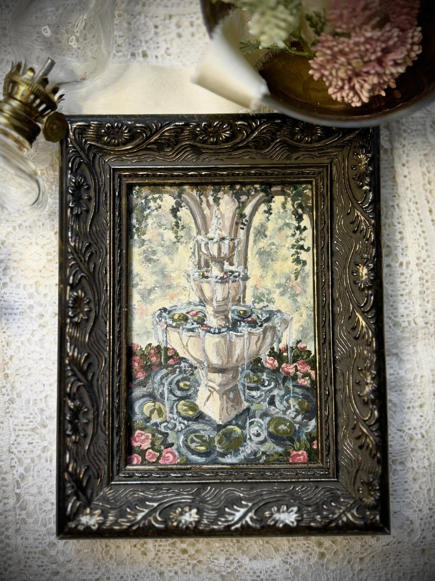 Hi everyone, thank you guys for attending the live yesterday. It was so great talking to you and getting to know some of you a little bit better. There are a few pieces left. DM me with a screenshot of the piece that you'd like to purchase. The first painting is $100 for the fountain oil painting. It is original by myself. The next one is $90; it could be turned into a magnet, an ornament, or even a salt shaker could be added. It’s up to you. It would also look cute on an easel. The next one is also $90. Finally, the two minis, the pumpkin and the cake, are $ 45 per piece. Those can also be turned into a magnet or an ornament.
Once again, please DM me with the one you would like to purchase ❤️ and please follow. I am trying to get 2000 followers so I can do art lives on my own. Thank you for supporting me andmy art business.