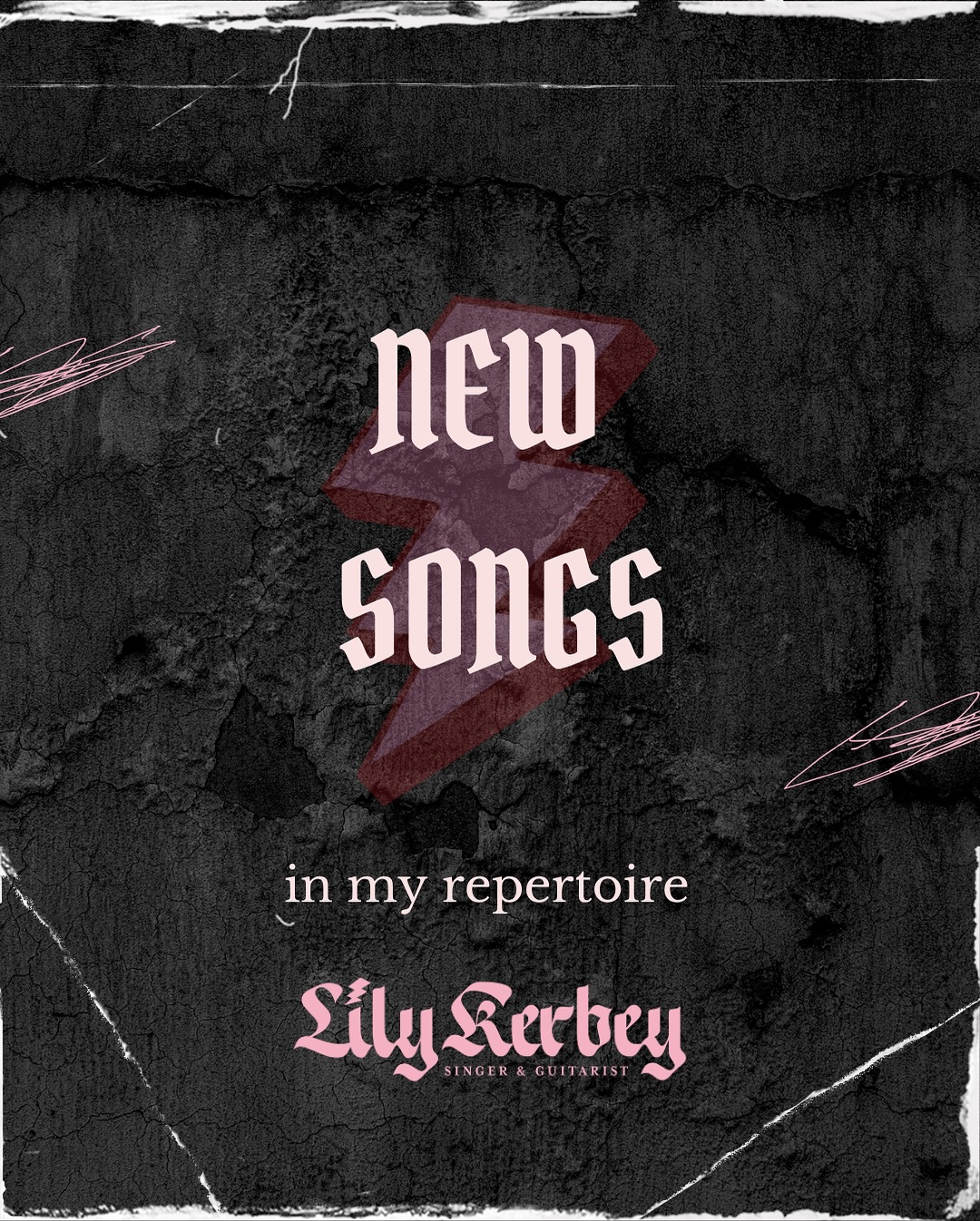 LOTS of new songs at the moment! Some people have asked for multiple songs from the same band which I have loved learning! 🖤
Here’s a section of newbies hitting my repertoire, as ever - these songs can be chosen for wedding setlists (even if you’ve already sent me your final choices! Lemme know and we can switch some out)