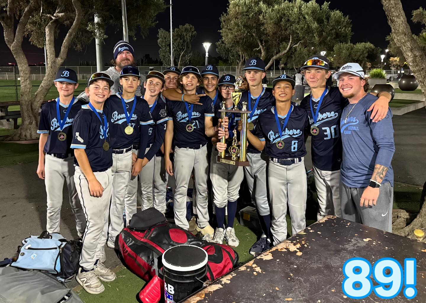 Down 7-0 in the 7th, coach @matt__ski and his 14U Bombers showed some serious fight to rally and win 8-7 in the championship game. This is definitely a game to build on. #bombersbaseballmarin #89!