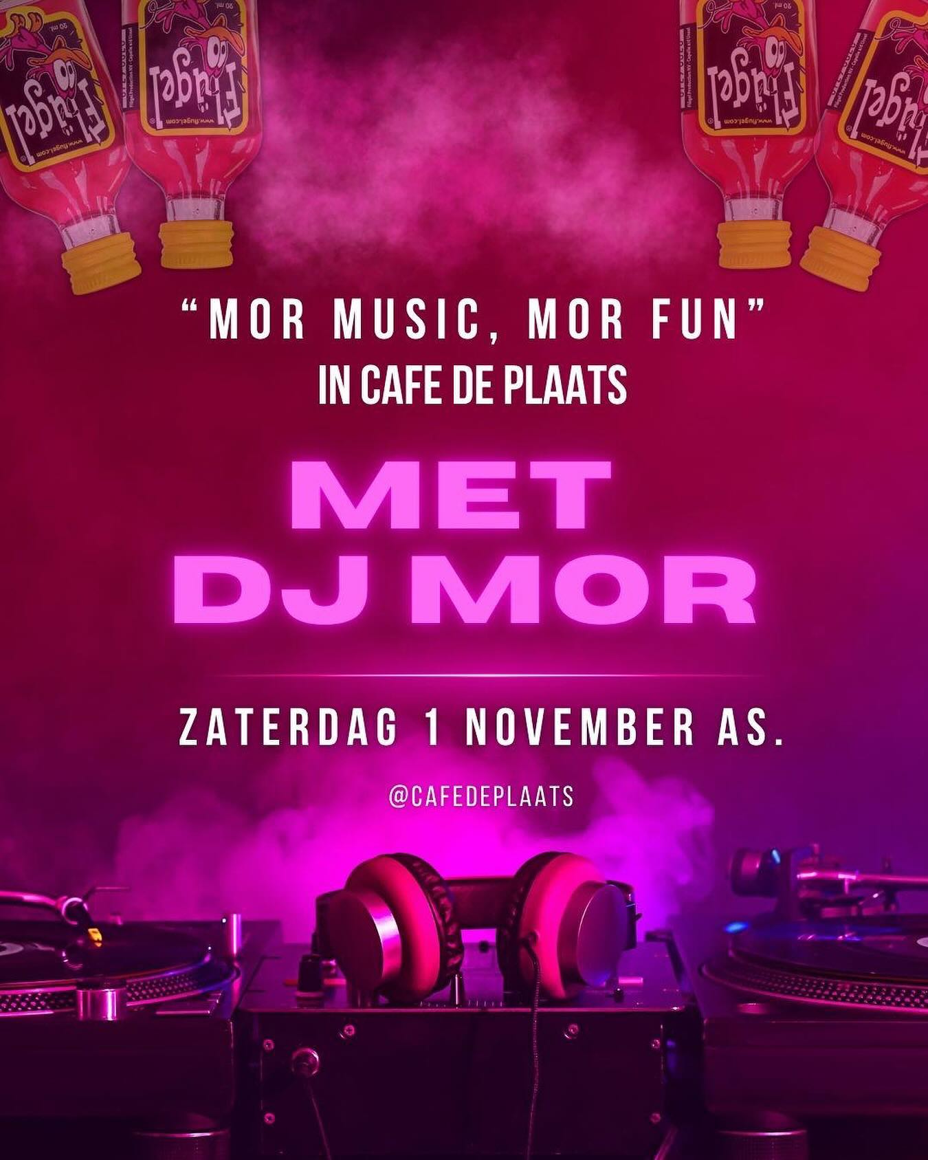 De maand november is alweer aangebroken! Tijd om die eens lekker te beginnen met een brand new DJ. Morrison ofwel DJ MOR knalt vanavond de tent op zijn kop! Alles staat weer lekker koud, flugel, bier, Stelz 😉.
Mor music, mor fun. Gas erop en de kater komt later🎉
#cafedeplaats #flugel #stelz