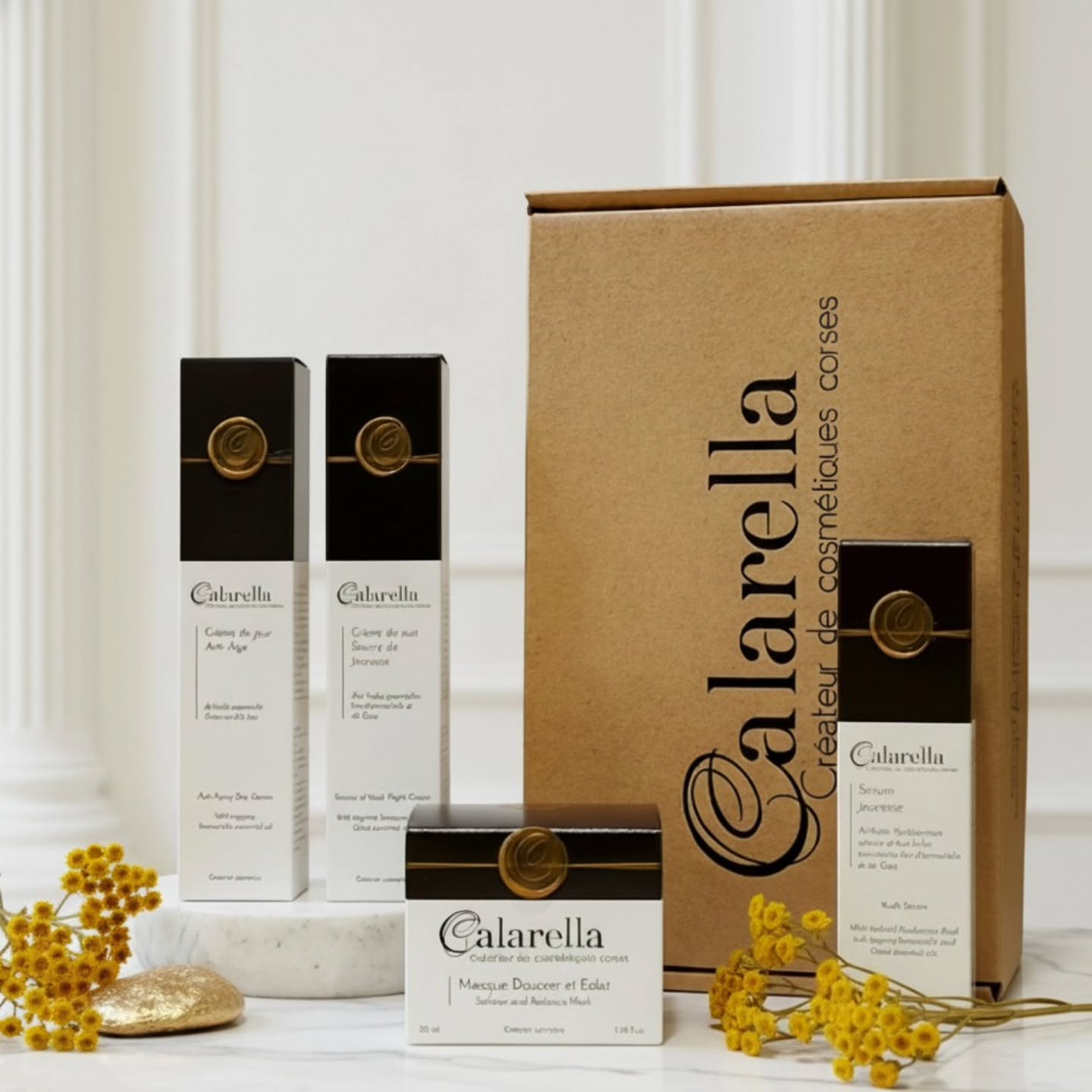 ✨ Découvrez le Coffret Quintessence Calarella ✨
Plongez dans l'univers de la beauté corse avec notre Coffret Quintessence, une sélection exclusive de soins pour sublimer votre peau. 🌸🌿
Ce coffret contient nos essentiels pour une routine beauté complète :
Crème de Jour Anti-Âge : Hydratation et protection pour une peau éclatante.
Crème de Nuit au Beurre de Jojoba : Régénération intense pendant votre sommeil.
Sérum Jeunesse : Cible les signes de l'âge pour une peau visiblement plus lisse.
Masque Douceur et Éclat : Un coup de boost pour une peau revitalisée et lumineuse.
Fabriqués avec des ingrédients naturels issus de la Corse, nos produits vous offrent une expérience sensorielle unique et des résultats visibles. ✨
Offrez-vous (ou à vos proches !) le meilleur de la nature corse. Un cadeau idéal pour toutes les occasions ! 🎁
🛒 Retrouvez le Coffret Quintessence et toute notre gamme sur www.calarella.com
#Calarella #CoffretQuintessence #SoinsCorse #BeautéNaturelle #CosmétiquesBio #MadeInCorse #RoutineBeauté #AntiÂge #Éclat #IdéeCadeau #Beauté #Sérum #CrèmeDeJour #CrèmeDeNuit #MasqueVisage