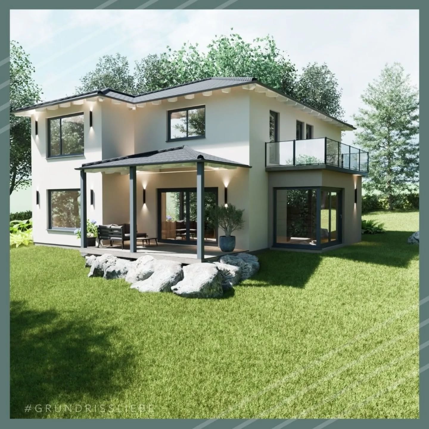 Eine Stadtvilla mit so vielen Besonderheiten - großer Eingangsbereich mit integrierter Sitzbank an der Treppe, ein riesiges Wohnzimmer mit Sitzfenster Richtung Garten, Küche mit großer Kochinsel und Ausblick - und so viel mehr 😍
Eine große Sauna mit Sitzbank im Obergeschoss ist hier mein Highlight - Blick in das Grüne - perfekt!
Was würd euch fehlen?
#grundrissliebe #Hausbau #Holzhaus #Stadtvilla #Sauna #Luxus #Terrasse #Walmdach #Ankleide #Balkon #Küche #Kochinsel #Sitzfenster #Kamin #FreiePlanung #Grundriss #Instahome #Interior #architecturelovers
#livingroom