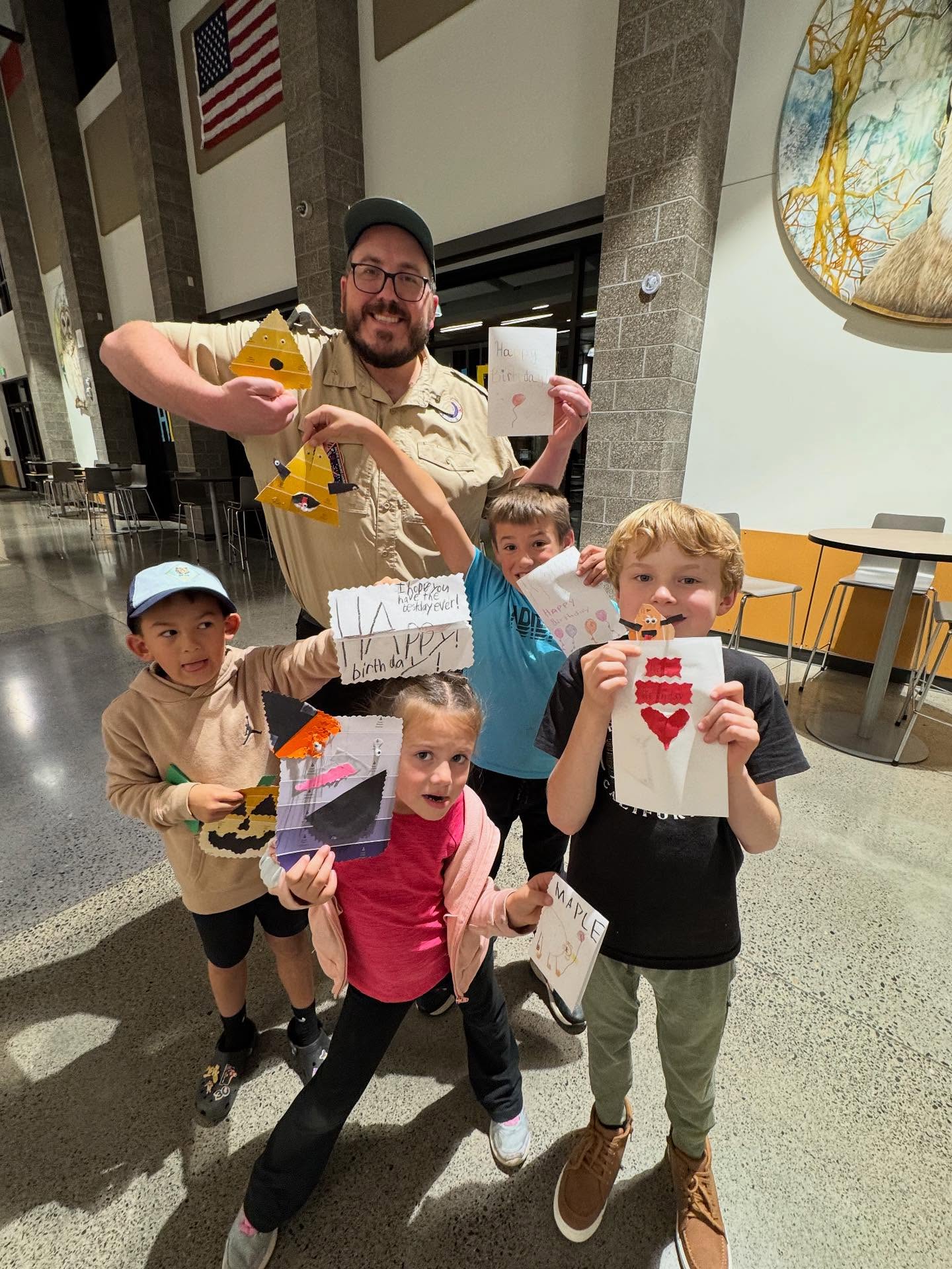 Tonight the Bears made Birthday Cards to add to the Birthday Cake boxes they will put together to donate to Compassion 360 next month.