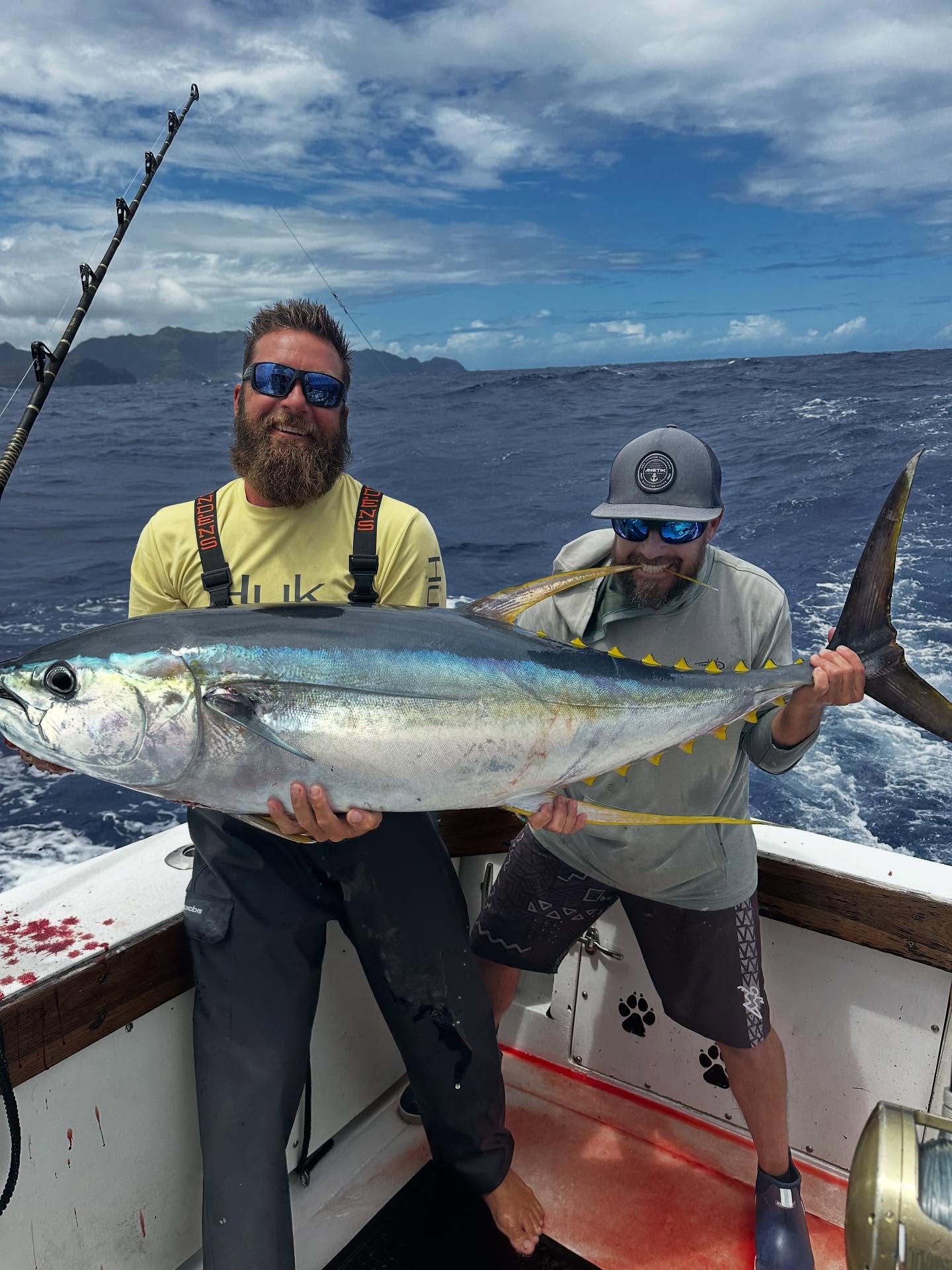 Crew Appreciation Post ⚓️
Before sunrise and long after the charters wrap, the Emma Nalani crew keeps things running smooth. From rigging lines to scrubbing decks & most importantly keeping everybody onboard safe — these guys make it happen every day.
🧑✈️ Captain Ty
🎣 1st Mates: Chas & Anthony
🐾 Deckboss: Rufus the Dog — morale captain and snack inspector.
Couldn’t do it without this crew.
.
.
#GoFishKauai #TeamWorkMakesTheDreamWork #CaptainLife #FishingHawaii #KauaiCharters #CrewLove #HawaiiFishing #Yeti #Shimano #DeepSeaFishing #sportfishing #marlin #tuna #yellowfintuna #billfish #inthebite #marlinmagazine #bertramyachts #bertram #markwhitelures #zlures