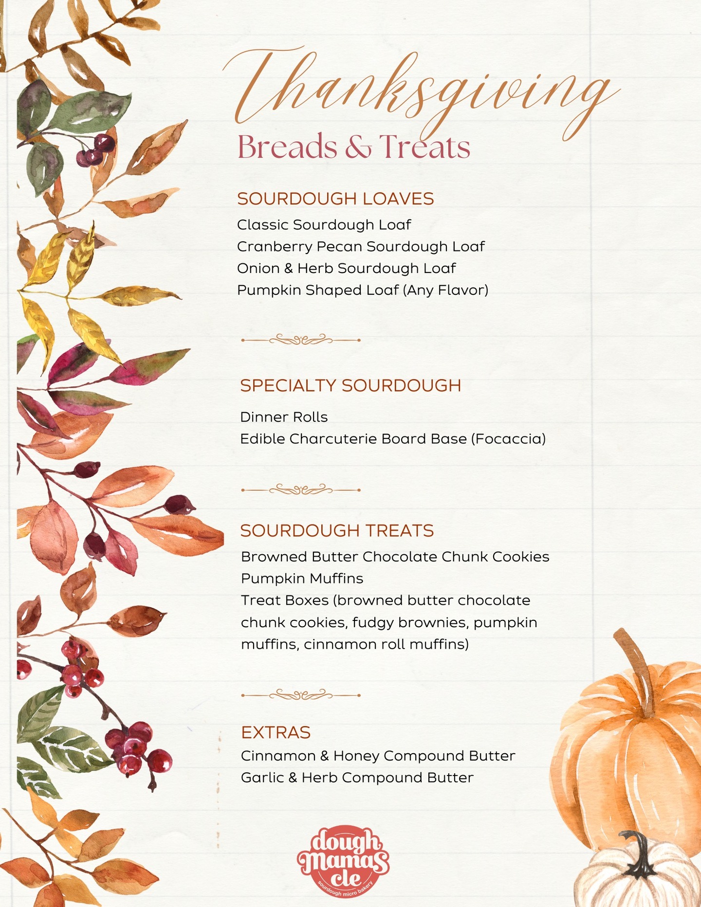 Hey, Bread Lovers!
Our Thanksgiving menu is officially live and as an FYI - all who place orders prior to next Sunday (11/9) at midnight will receive a coupon for 10% off a future order!
We were so thankful to be a part of so many of your holiday tables last year and cannot wait to bake for you again.
🦃🍞🍪
#olmstedtownship #olmstedfalls #valleycityohio #medinaohio #sourdoughbakery #clevelandbakery #clevelandsourdough #supportlocalcle