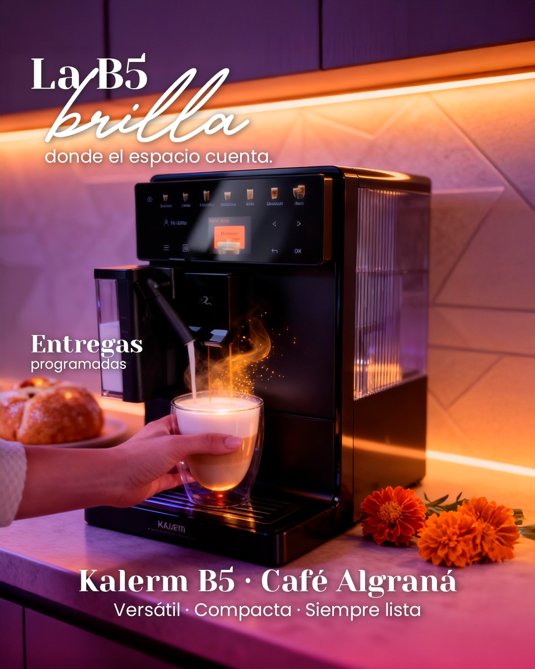 ☕✨ La B5 brilla donde el espacio cuenta.
Si buscas versatilidad y diseño compacto, la B5 es tu match.
🌼 Con el aroma del café y el espíritu del Día de Muertos, tu espacio cobra vida.
💬 Escríbenos para agendar tu demo.
#CaféAlgraná #KalermB5 #CoffeeExperience #DíaDeMuertos