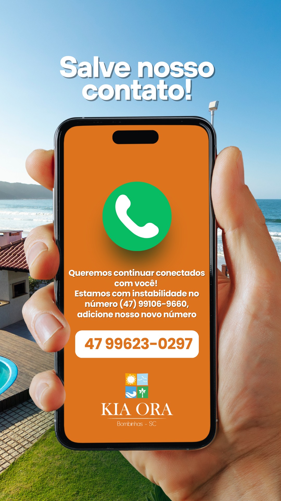 Nosso número principal está temporariamente fora do ar, mas seguimos pertinho de você! 💛 Fale conosco pelo WhatsApp no número provisório: (47) 99623-0297.