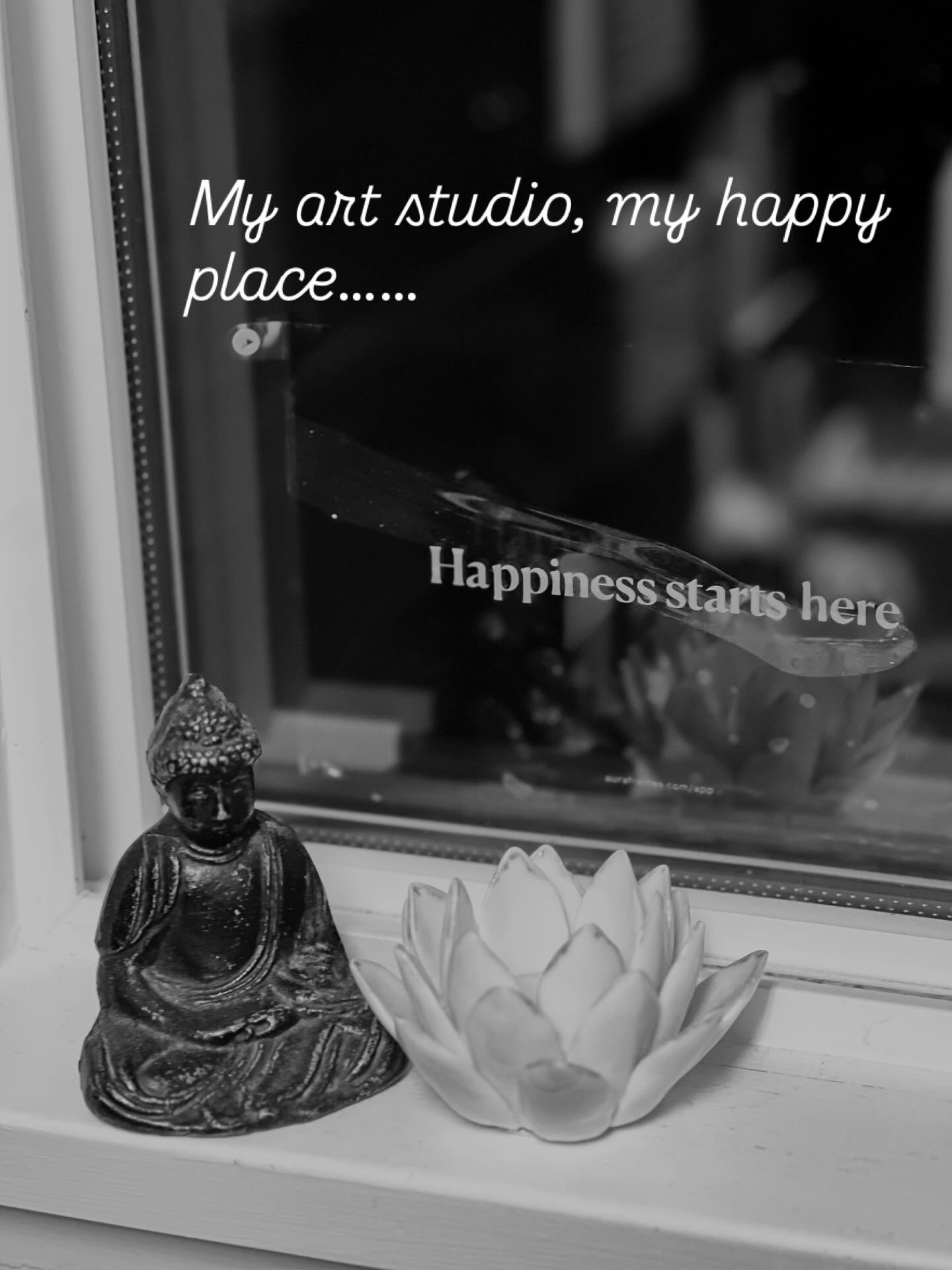 My studio, small and a bit over stuffed, provides me with just enough space to ruminate and create away from the outside world.
The window beside my easel opens out into our back yard with a view of the trees reaching towards the ever changing sky. With my window open, I can breath fresh air and listen to natures sounds. The wind, the rain, and if I am lucky an owl calling. Sometimes, when I am deep into the quiet work of painting, a movement in my peripheral vision pulls my attention. To my delight, this year, it was often a doe with her two spotted fawns. Coyotes and bears are frequent visitors, too. The quiet comes with a pensive wonder of what will come next. #mrpmartstudiotour #bcartist #artiststudio