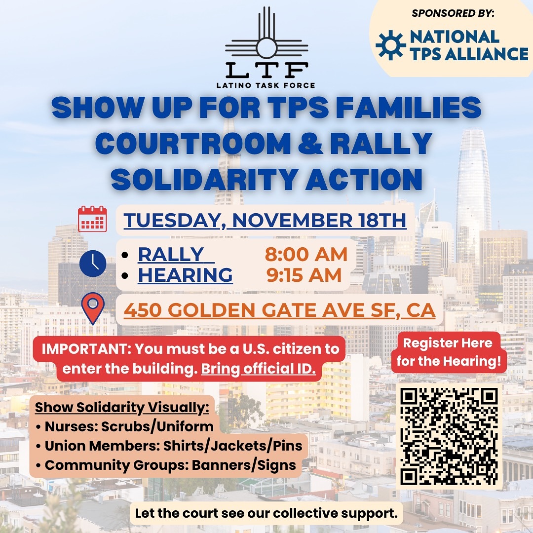 We’re showing up.
On November 18, we stand in solidarity with TPS families from Nicaragua, Honduras & Nepal.
Let the courts see our presence.
Pack the courtroom. Protect our communities.
✊🏽 RSVP in bio
#TPSJustice #KeepFamiliesTogether #ComunidadEnResistencia
________________________________
Acompáñanos en solidaridad.
On November 18, we show up for our TPS familias from Nicaragua, Honduras y Nepal.
Nuestro amor y presencia son resistencia.
Join us. Únete.
#ComunidadEnLucha #TPSJustice #LTF